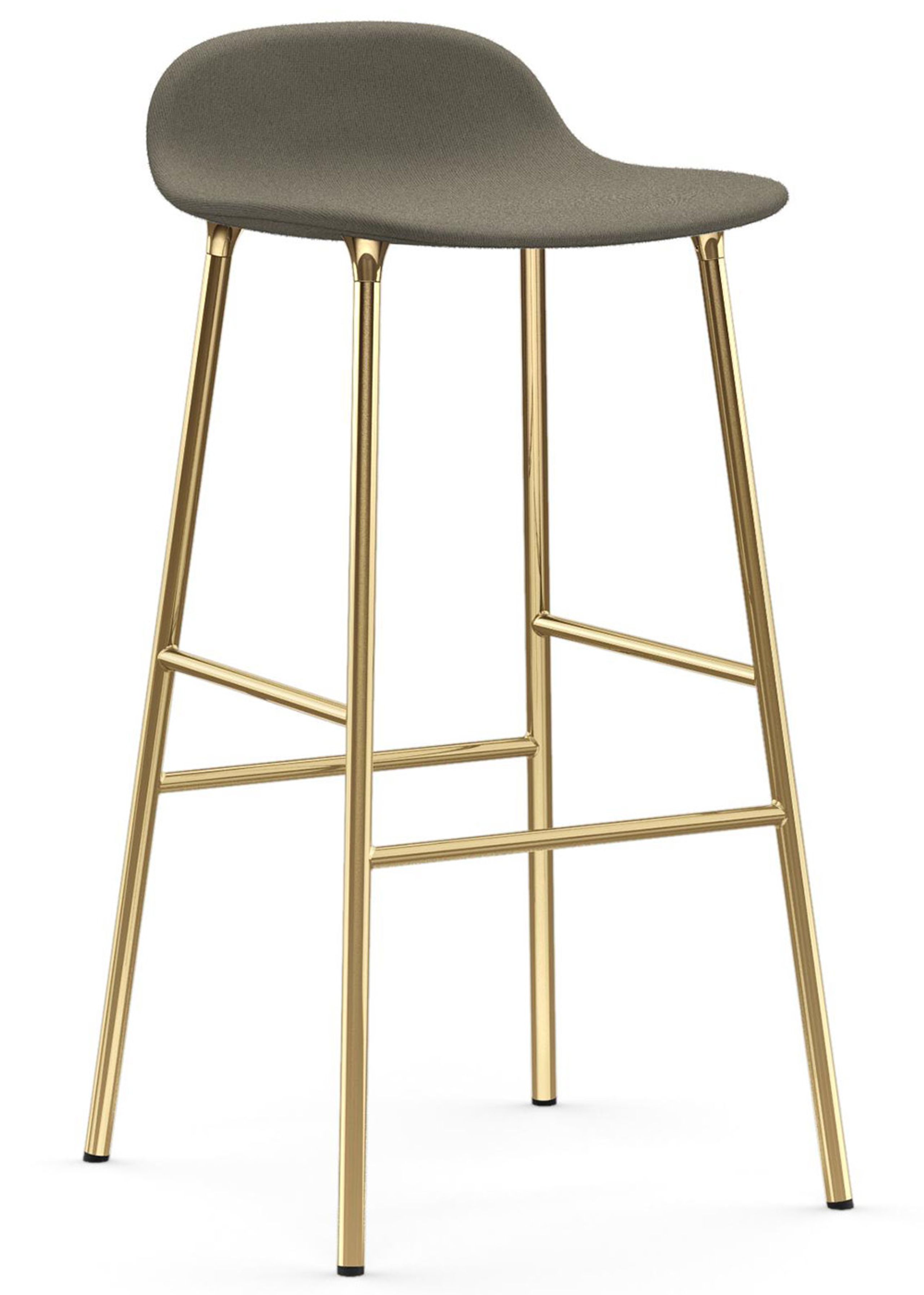 form barstool  75 cm  full upholstery steel chrome  brass  bar stool   normann copenhagen