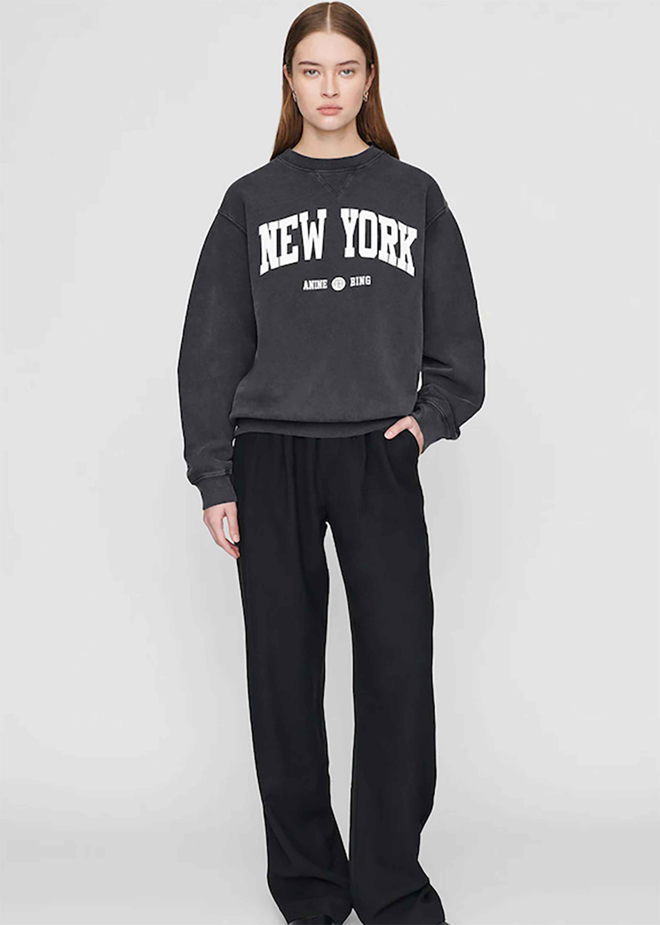 Anine Bing - Sweatshirt - Ramona  - Washed Black x New York