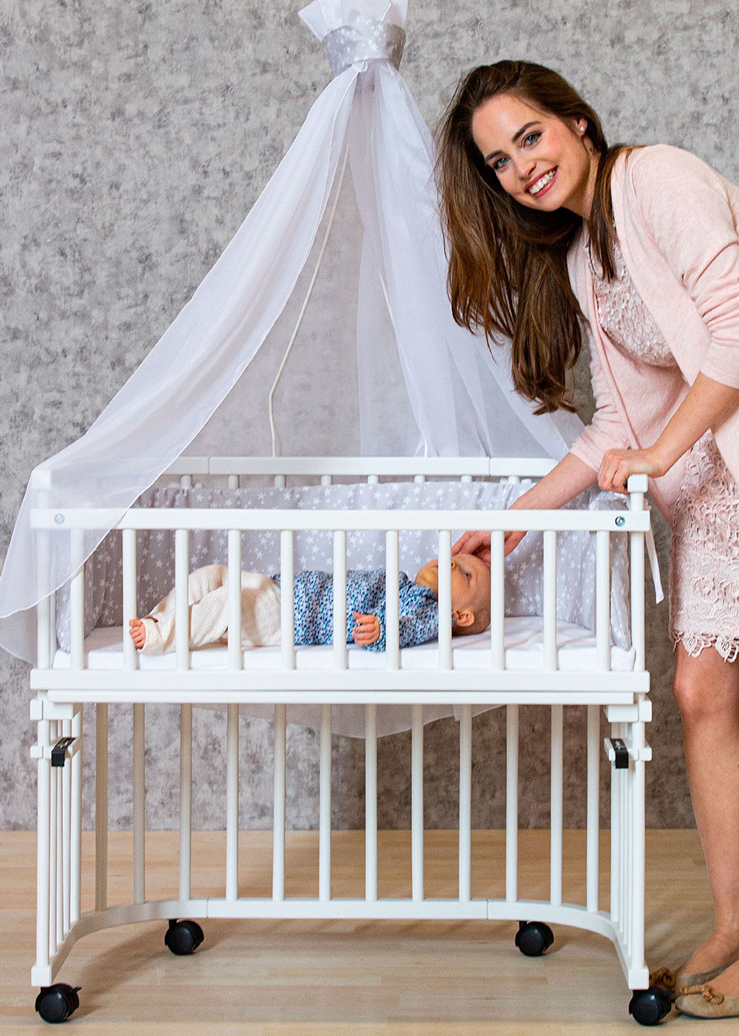 Babybay - Bedside Crib - Babybay - Original Co-Sleeper - White Varnished