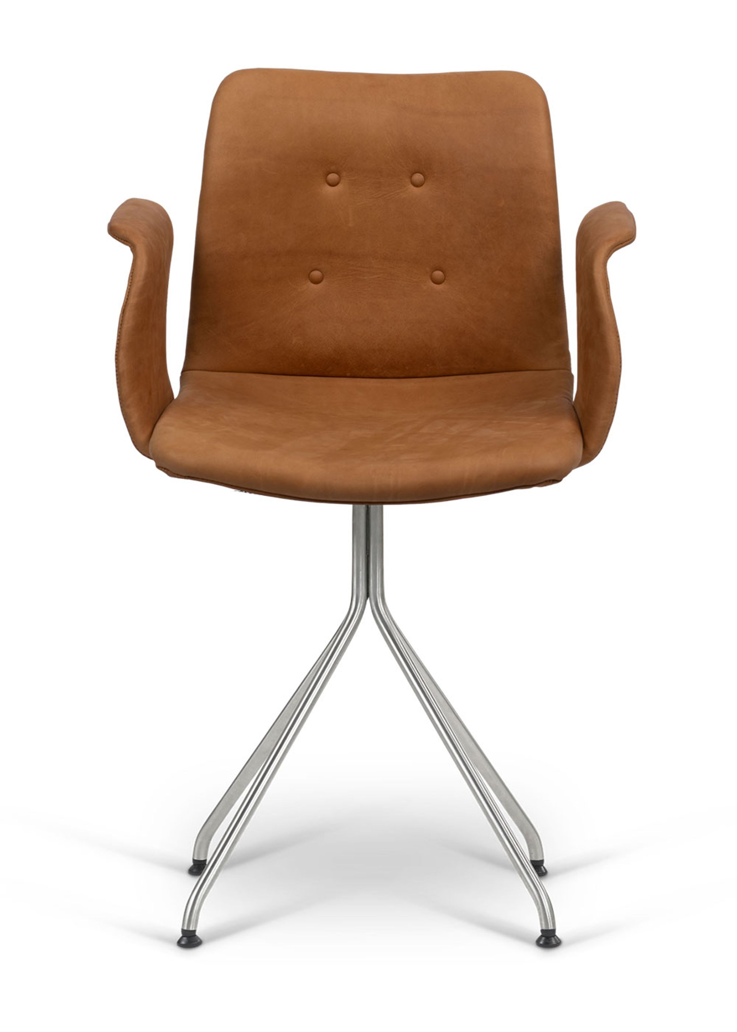 Bent Hansen - Chaise - Primum Chair - Fast stel: Børstet Rustfrit Stål / Brandy