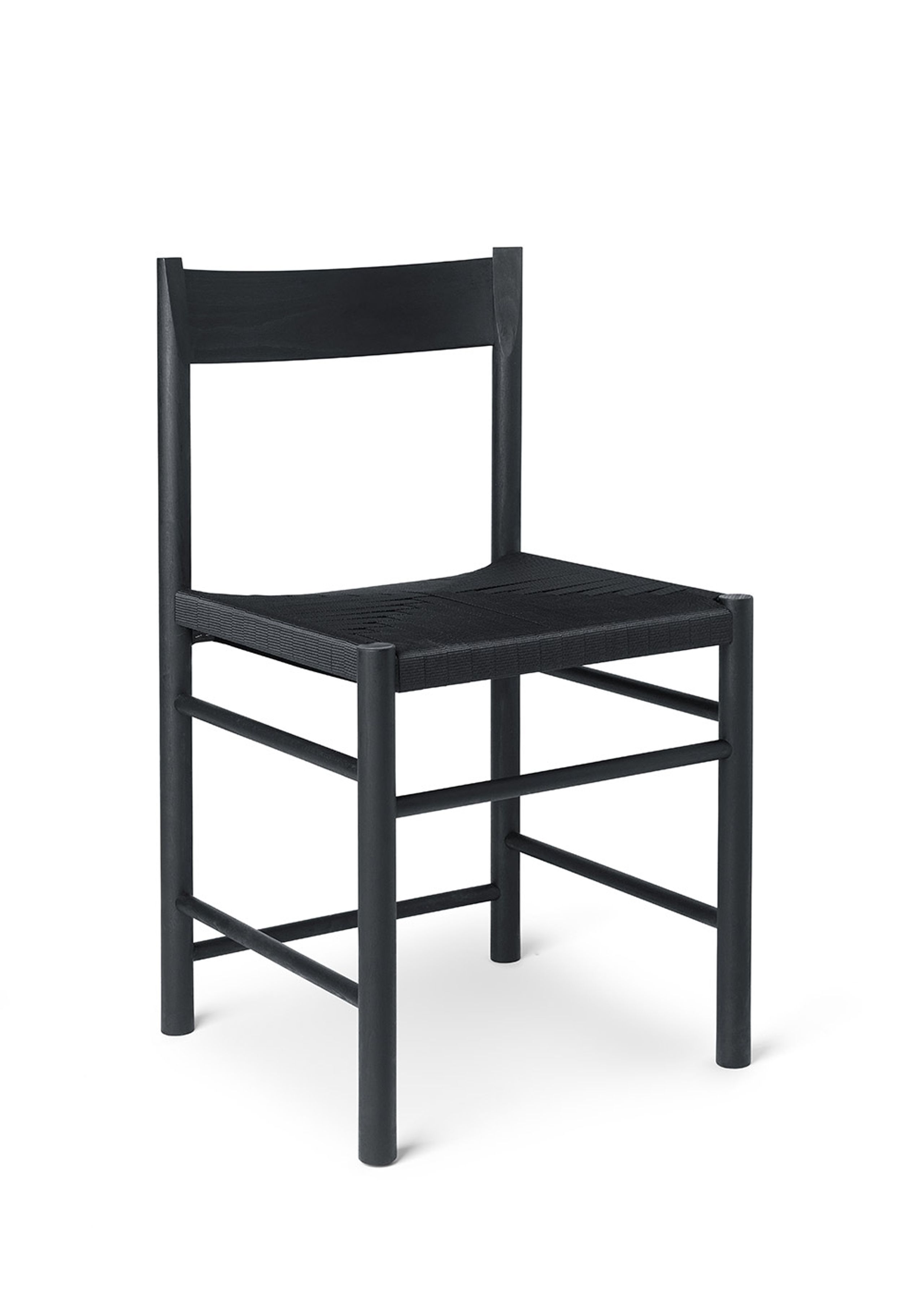 Brdr. Krüger - Cadeira - F-Chair - Ash Black Lacquered / Black Polyester Braided Seat