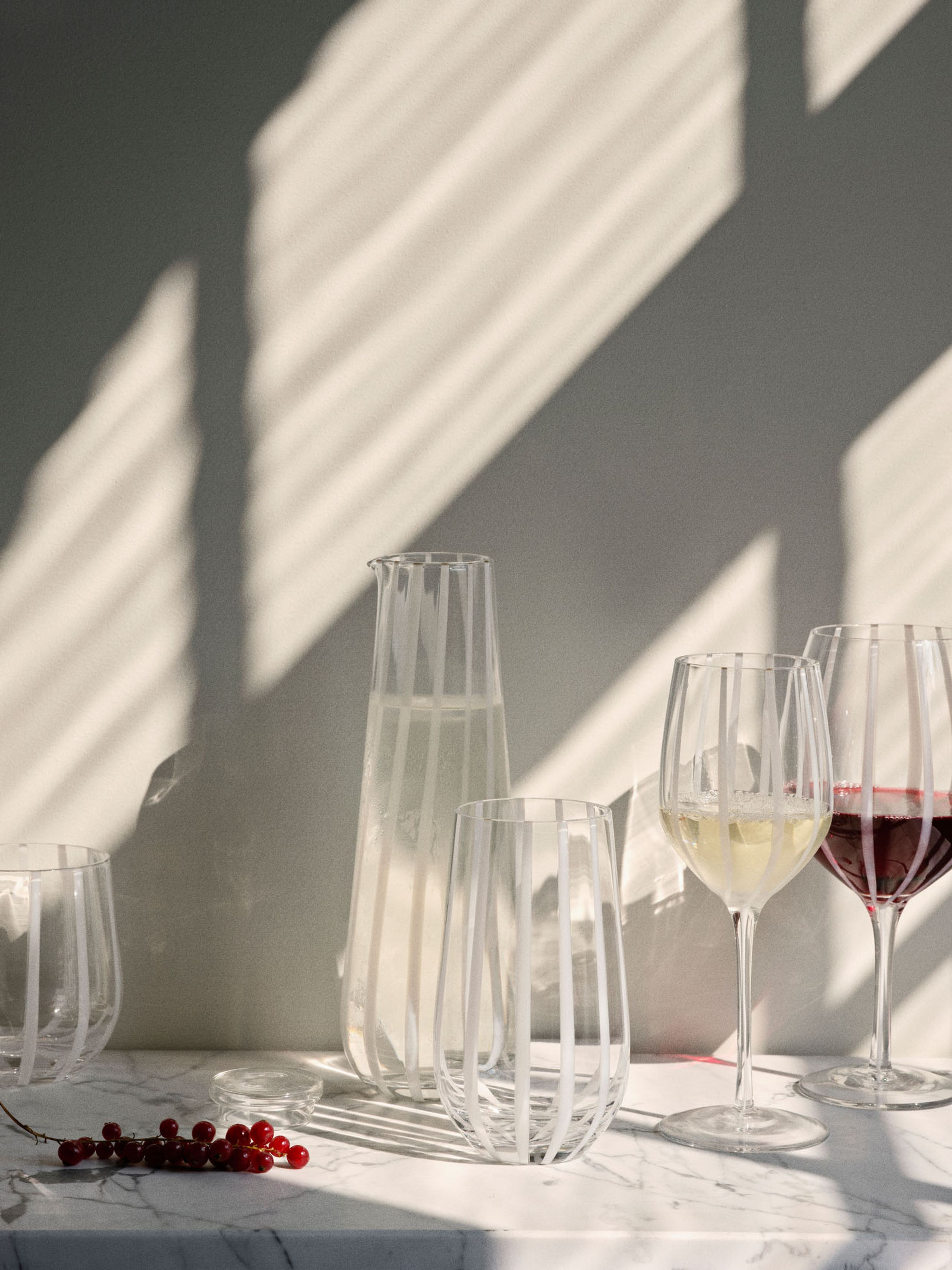 Broste CPH - Verre à vin - Stripe White Wine Glass - Clear/White