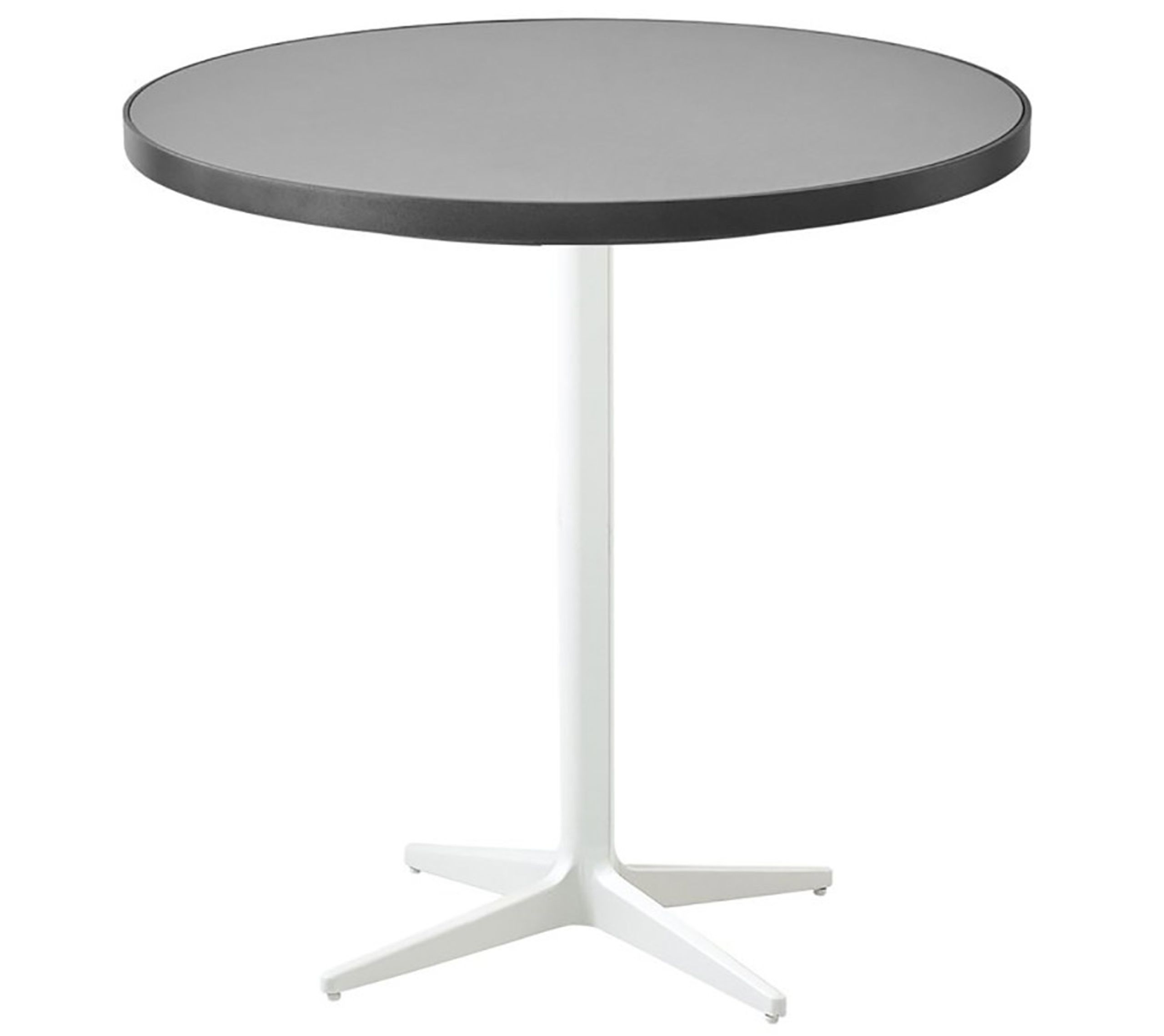 Cane-line - Mesa de jardim - Drop Cafe Table Ø75 - Frame: White / Tabletop: Lava Grey Aluminium/Light Grey Ceramic