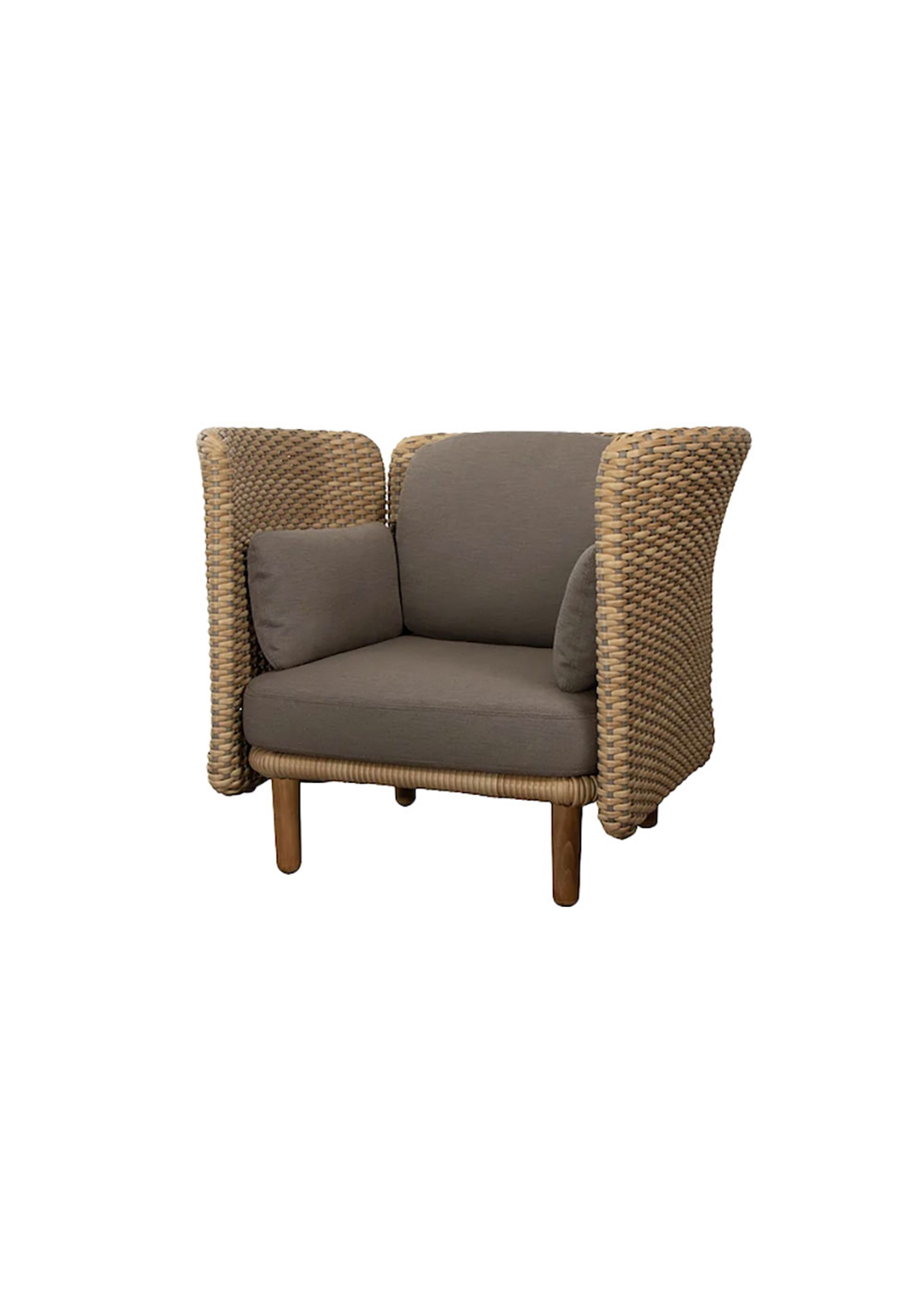 Cane-line - Lounge chair - Arch Lounge Chair w. Low Arm/Backrest - Natural/Taupe, Cane-line Flat Weave