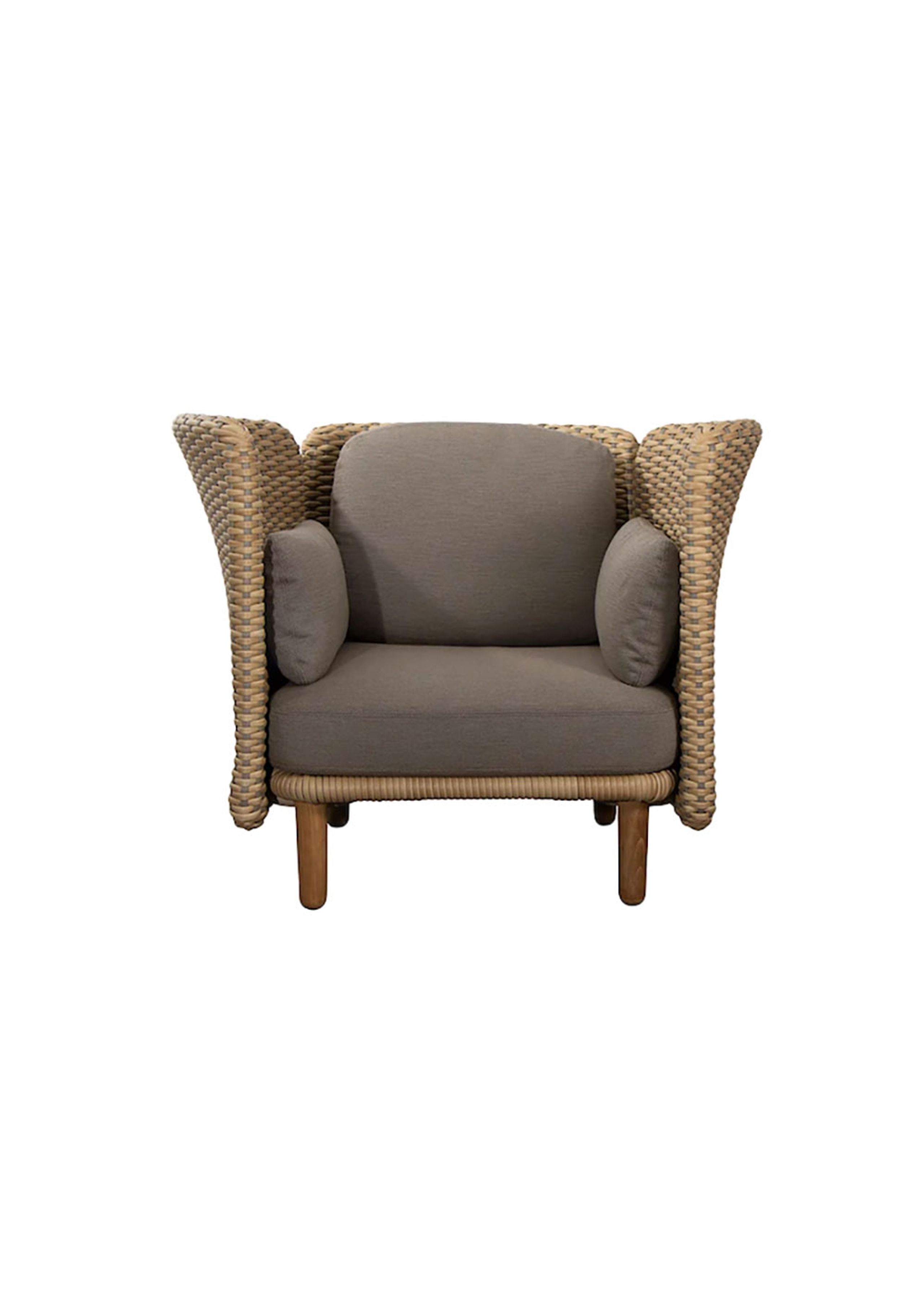 Cane-line - Lounge chair - Arch Lounge Chair w. Low Arm/Backrest - Natural/Taupe, Cane-line Flat Weave