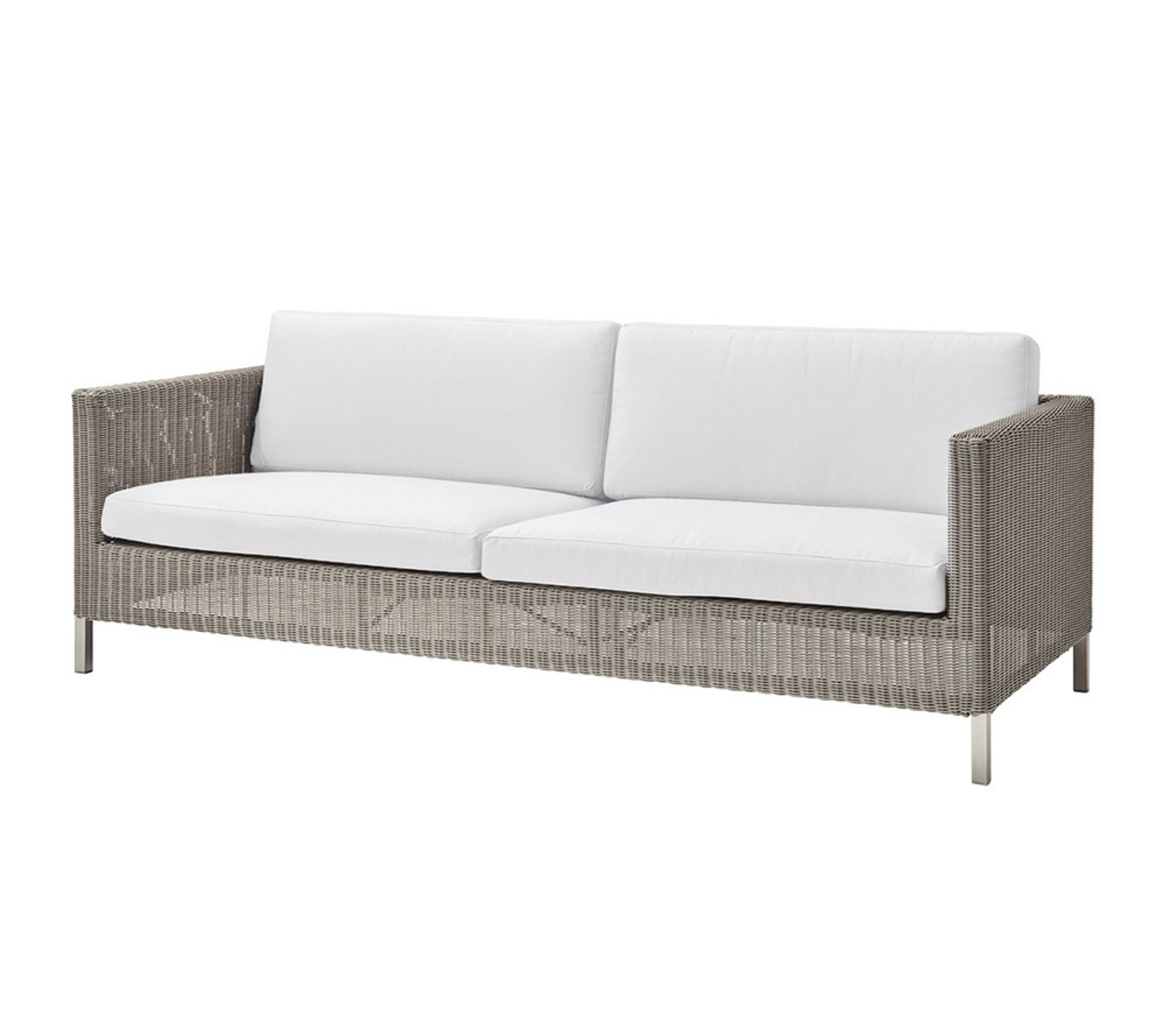 Cane-line - Canapé lounge - Connect 3 Seater - Sofa: Taupe Cane-line Weave / Cushion: White Cane-line Natté