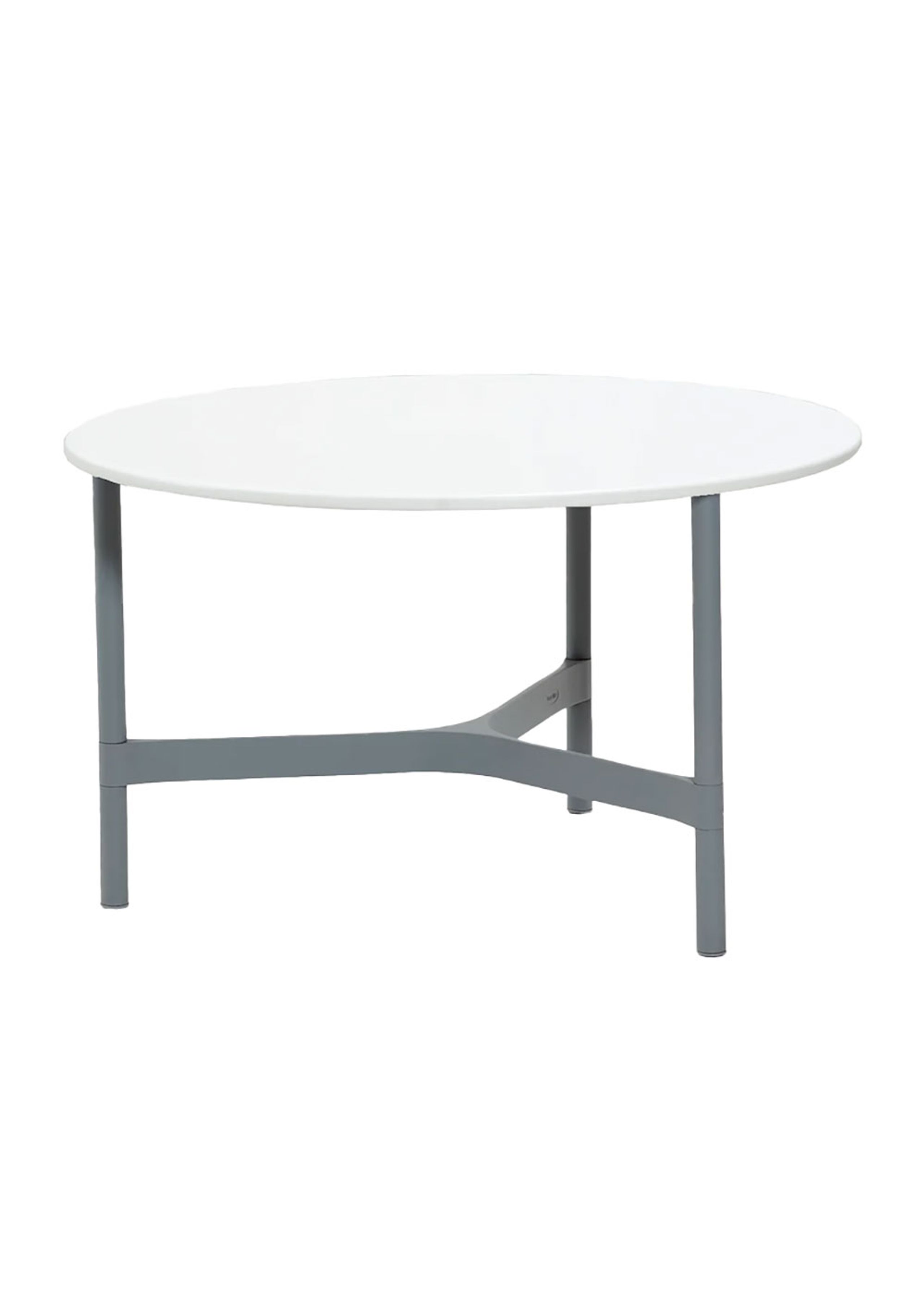 Cane-line - Sofabord - Twist Coffee Table - Medium - Base: Light Grey, Aluminium / Top: White, Cane-line HI-Core