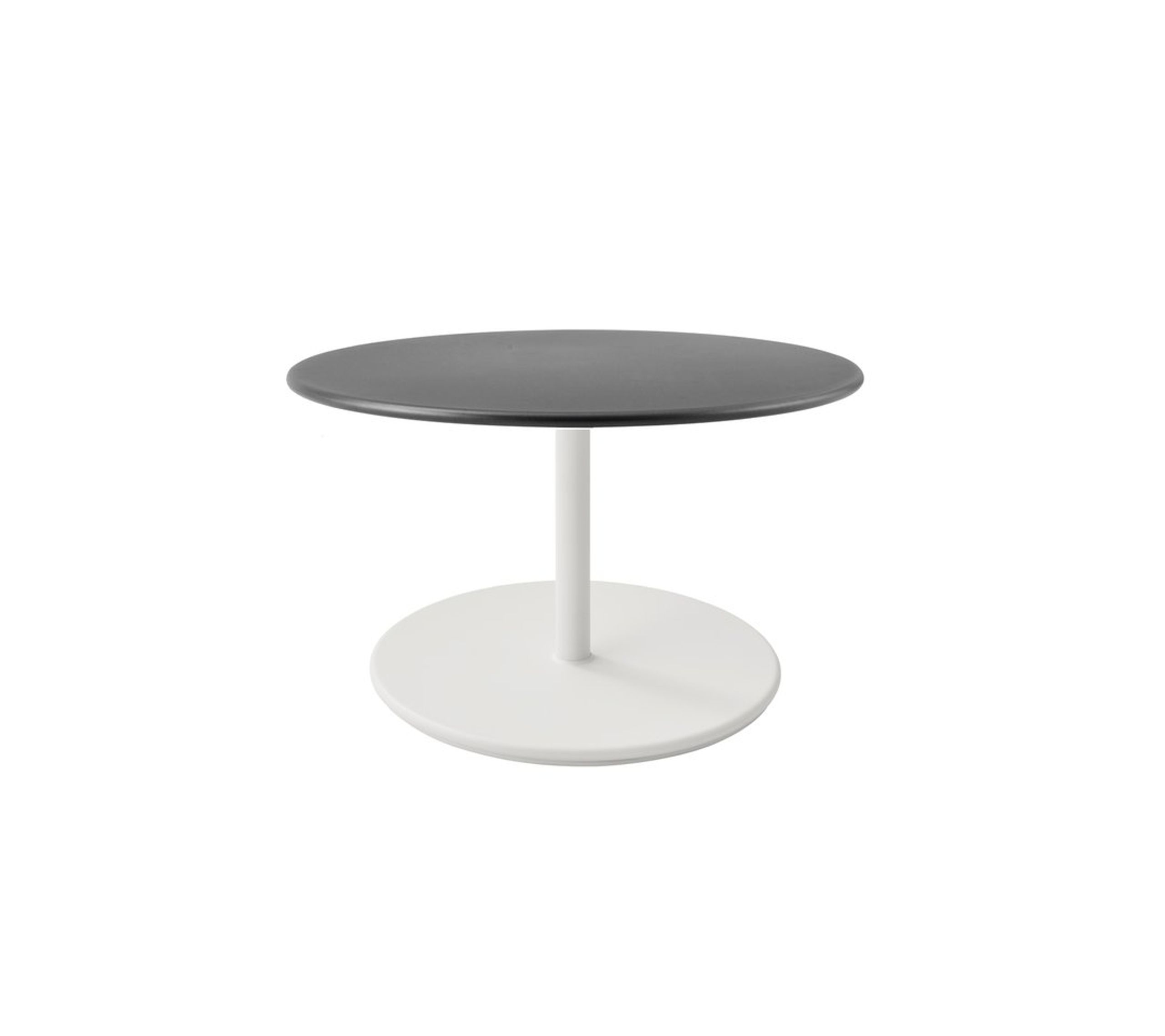 Cane-line - Salontafel - Go coffee table large - Ø80 - Frame: White Aluminum / Tabletop: Lava Grey Aluminum