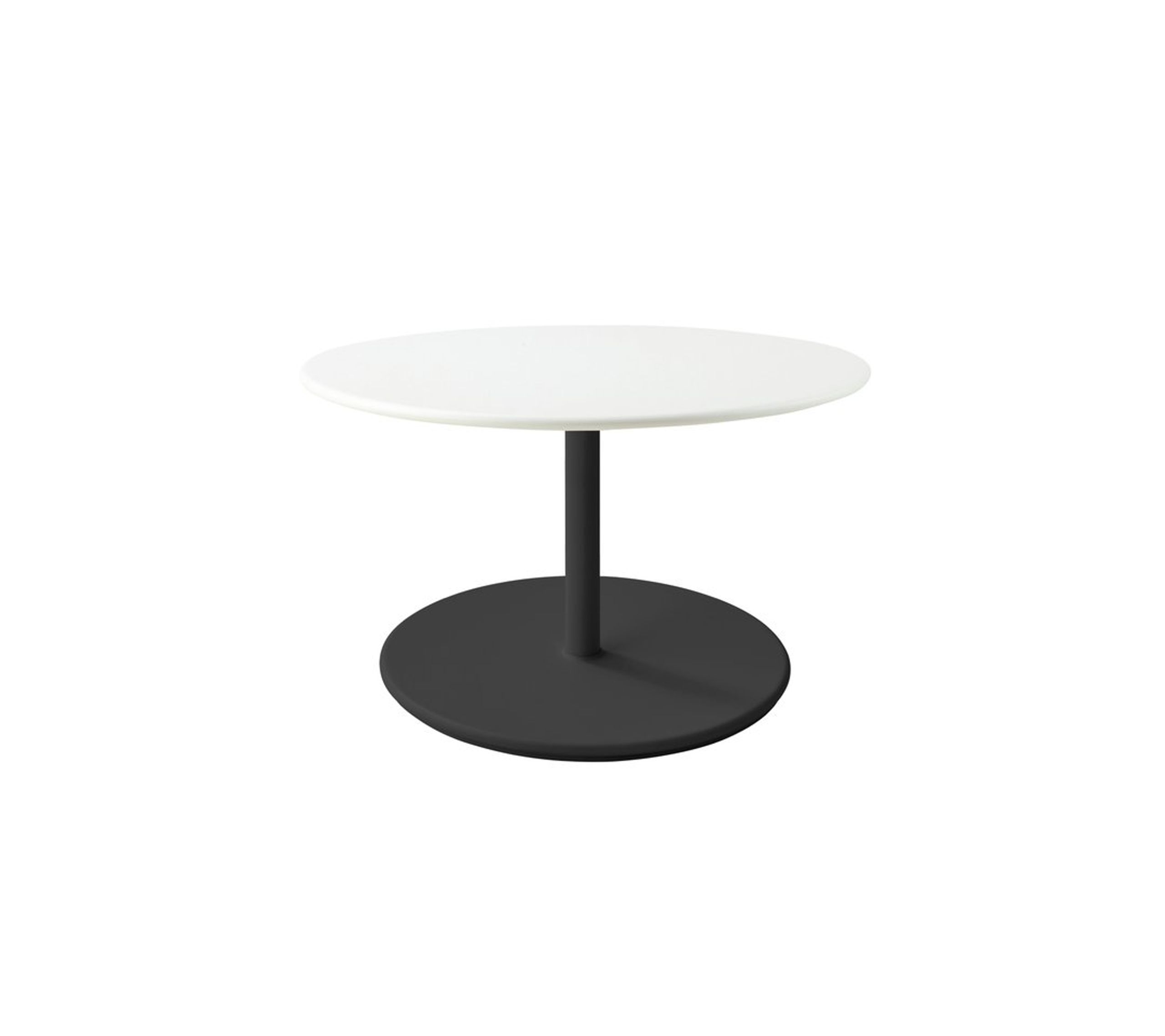 Cane-line - Coffee table - Go coffee table large - Ø80 - Frame: Lava Grey Aluminum / Tabletop: White Aluminum
