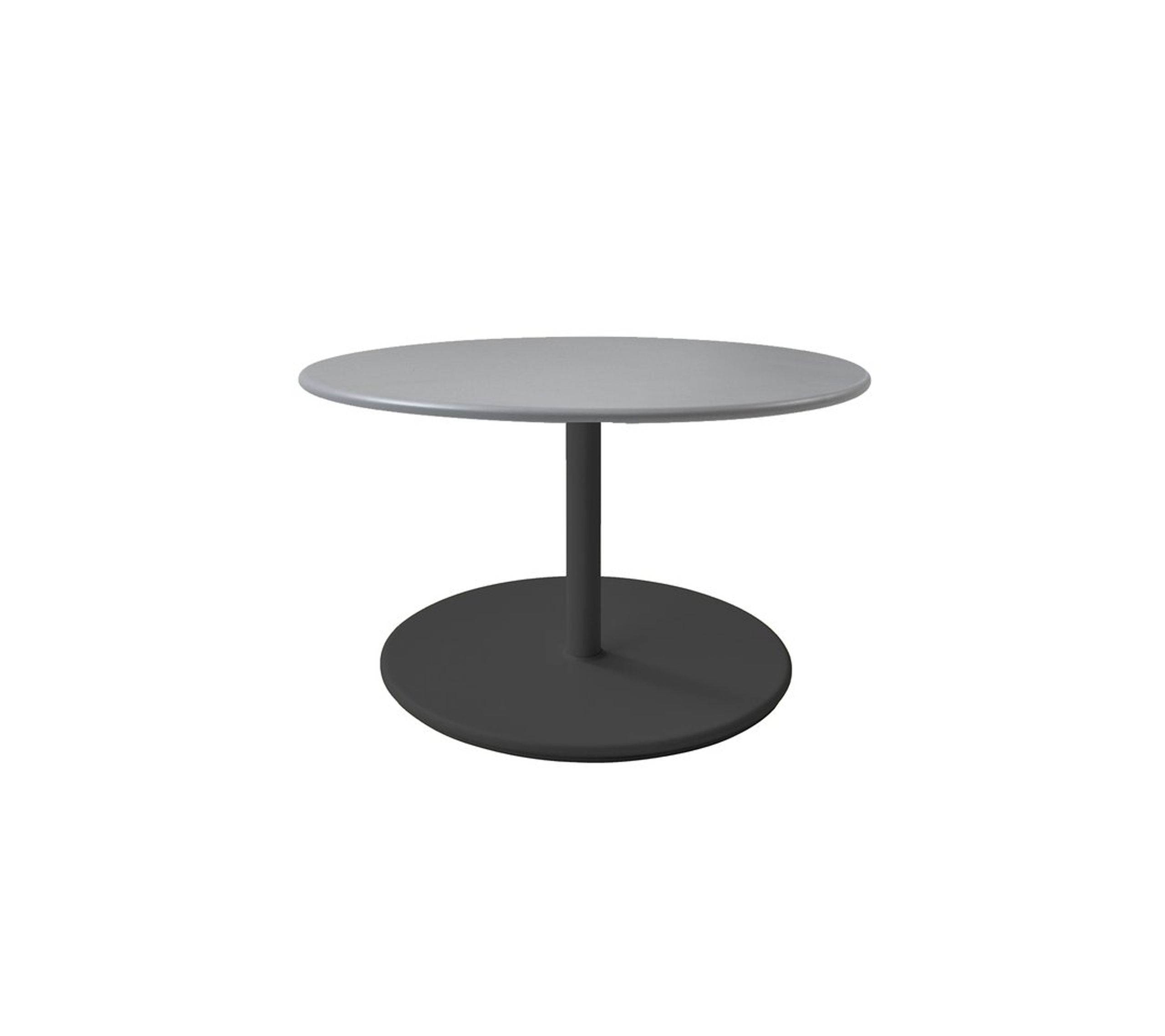 Cane-line - Salontafel - Go coffee table large - Ø80 - Frame: Lava Grey Aluminum / Tabletop: Light Grey Aluminum