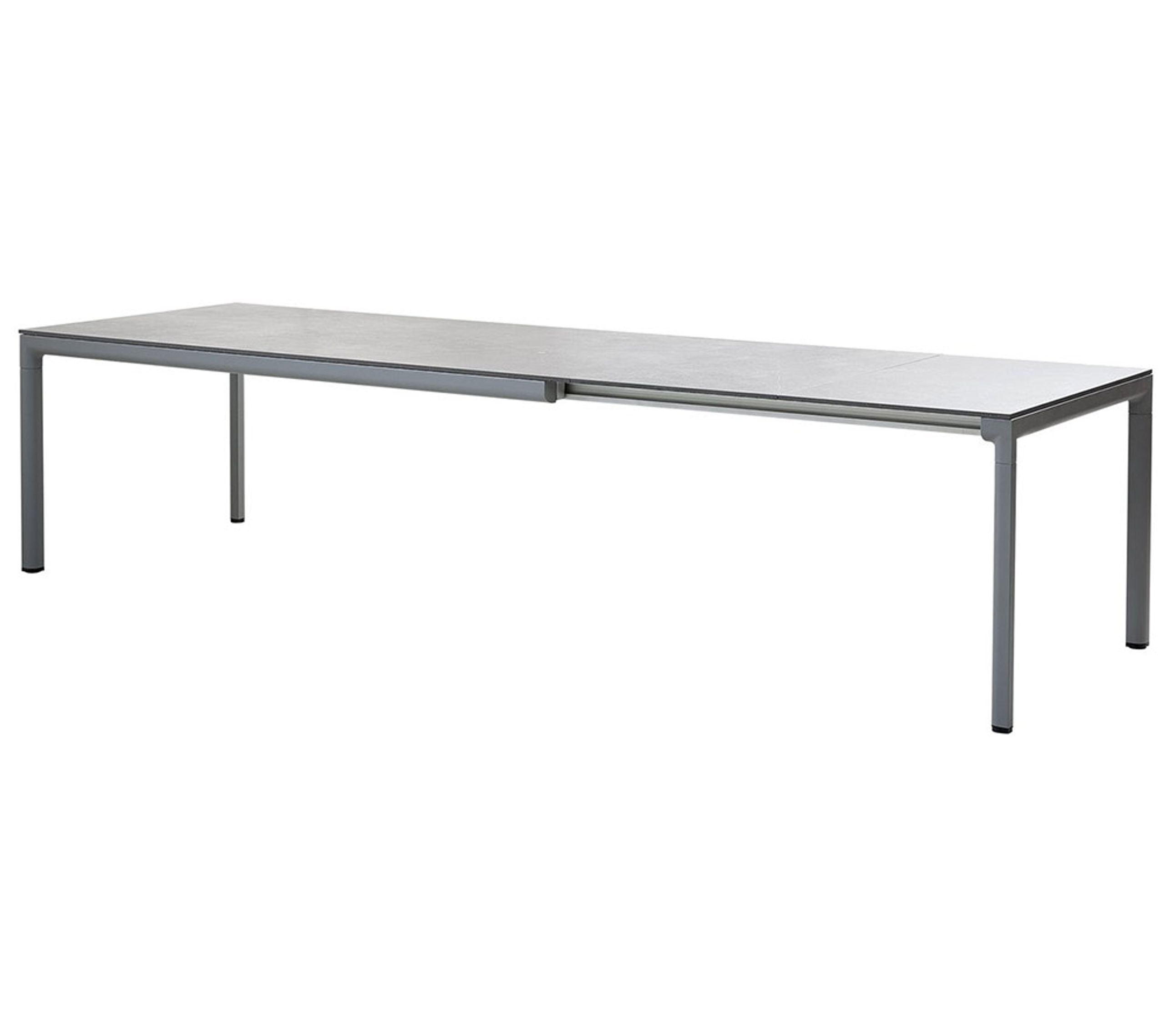 Cane-line - Table de jardin - Drop Dining Table w/120 cm extension  - Frame: Light Grey Aluminum / Tabletop: Grey Fossil Ceramic - Incl. 2 extension leaves