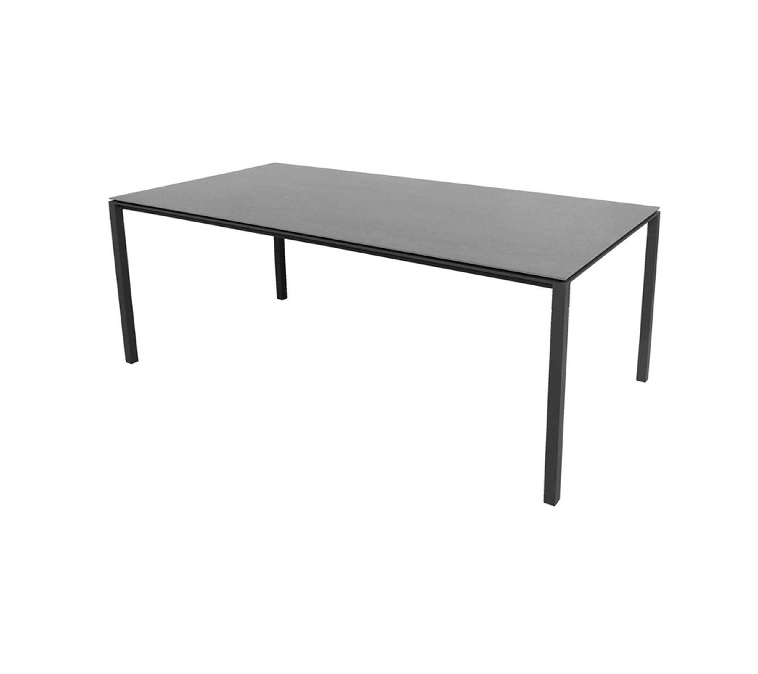 Cane-line - Spisebord - Pure Table - 200x100 - Stel: Lavagrå Aluminium / Bordplade: Basaltgrå Keramik