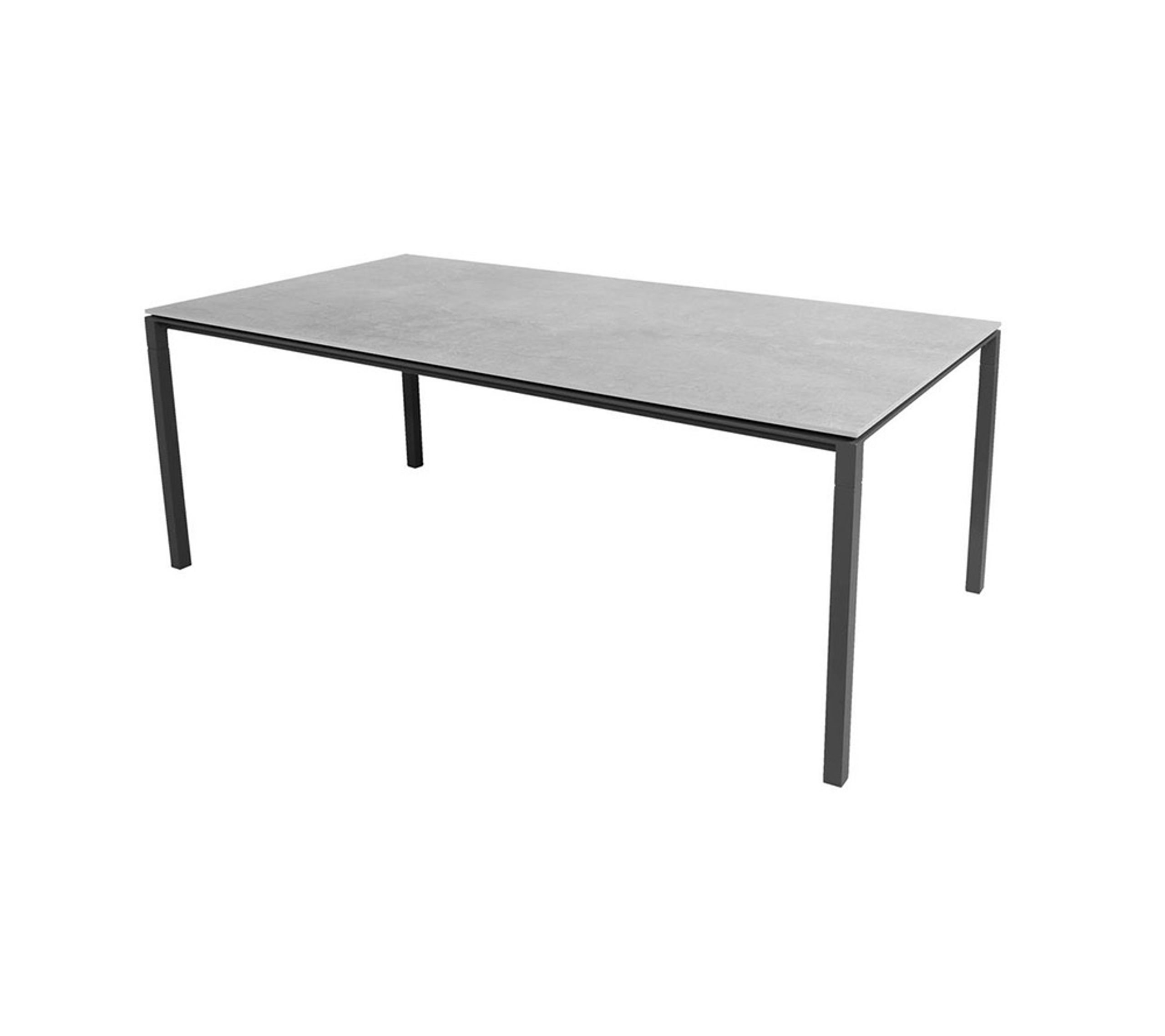 Cane-line - Spisebord - Pure Table - 200x100 - Stel: Lavagrå Aluminium / Bordplade: Grå Fossil Keramik
