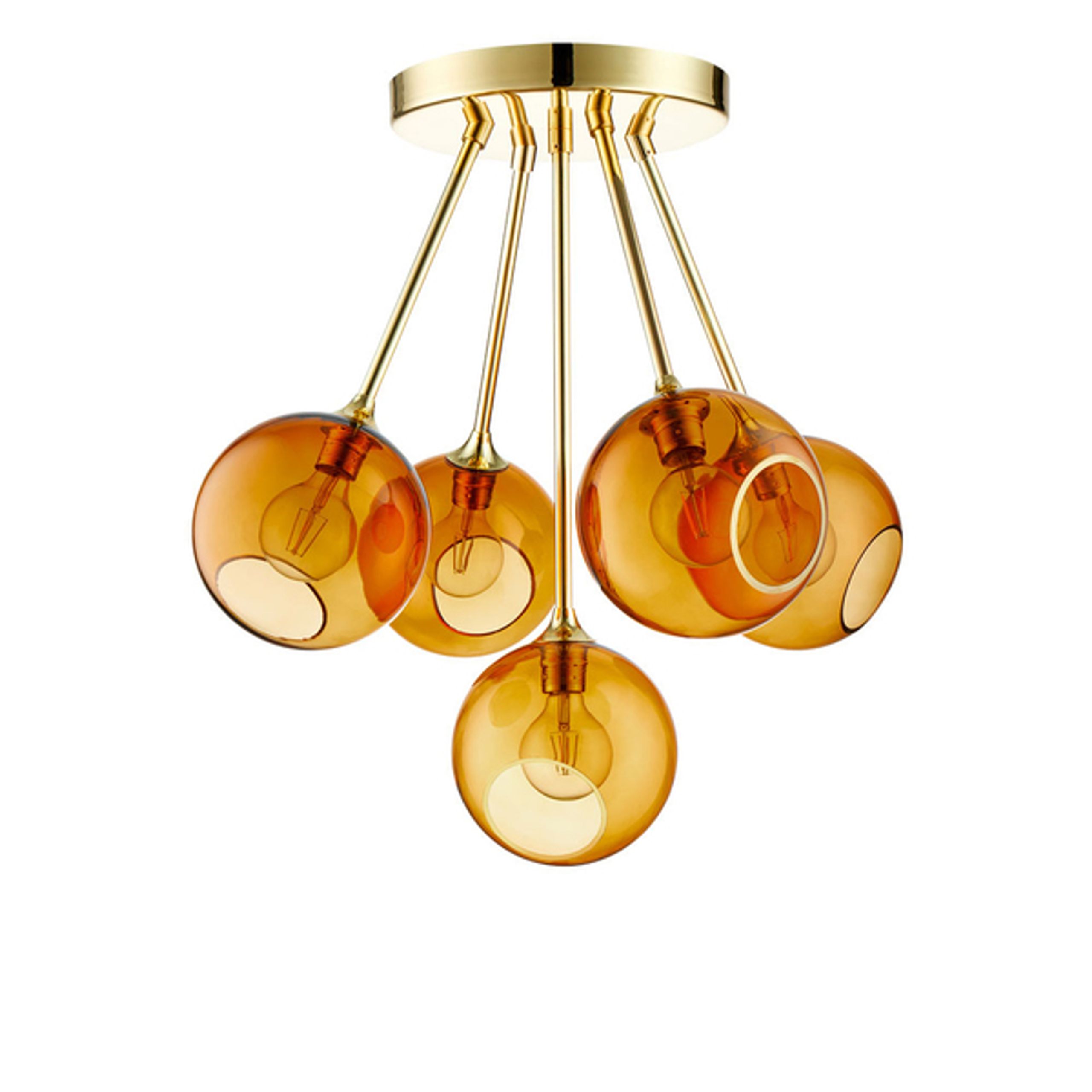 Design By Us - Pendelleuchte - Ballroom Molecule Lamp - Amber Orange/Gold