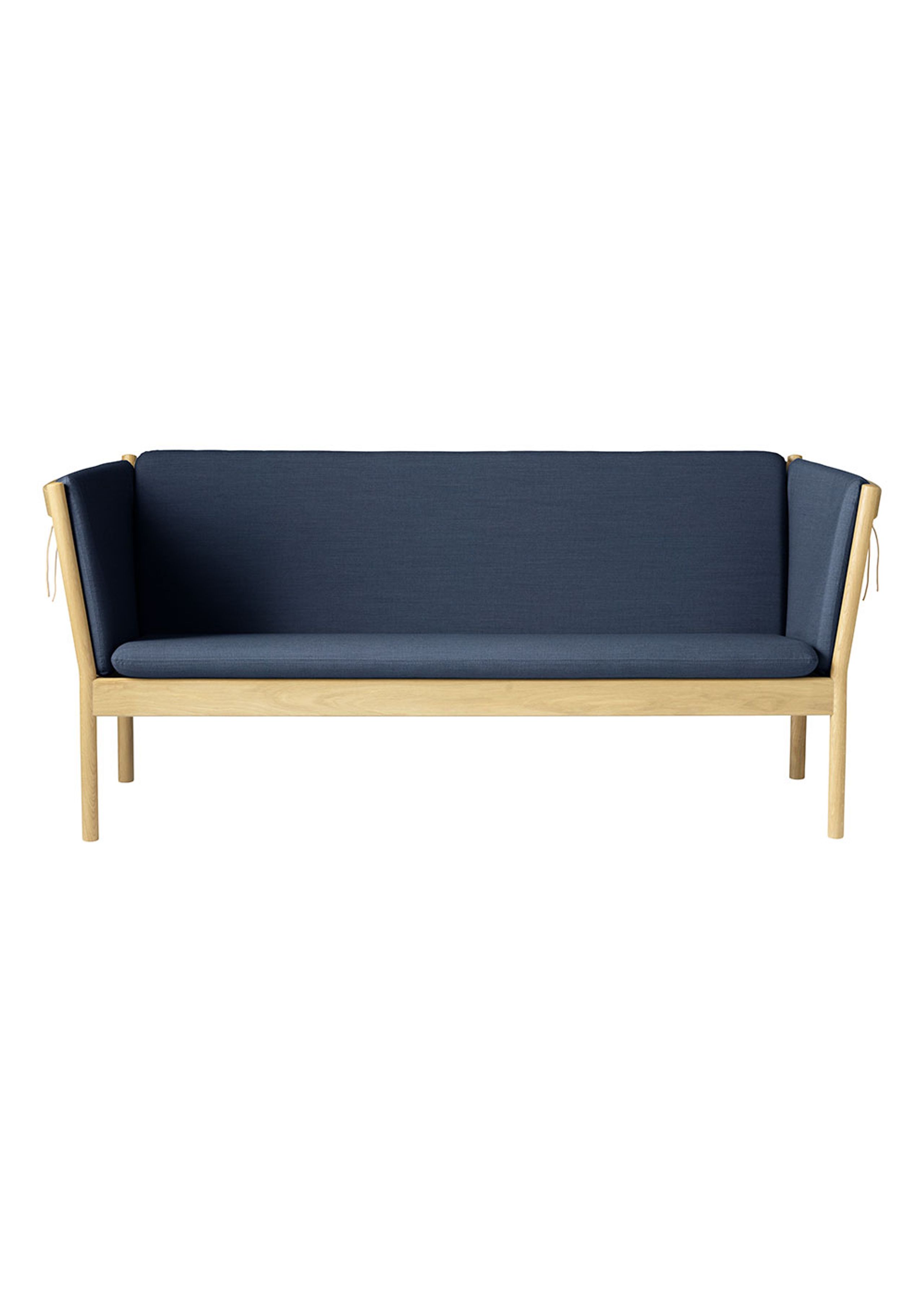 FDB Møbler / Furniture - Sofa - J149 3 pers by Erik Ole Jørgensen - Eg, Natur, Lakeret / Uld, Mørkeblå