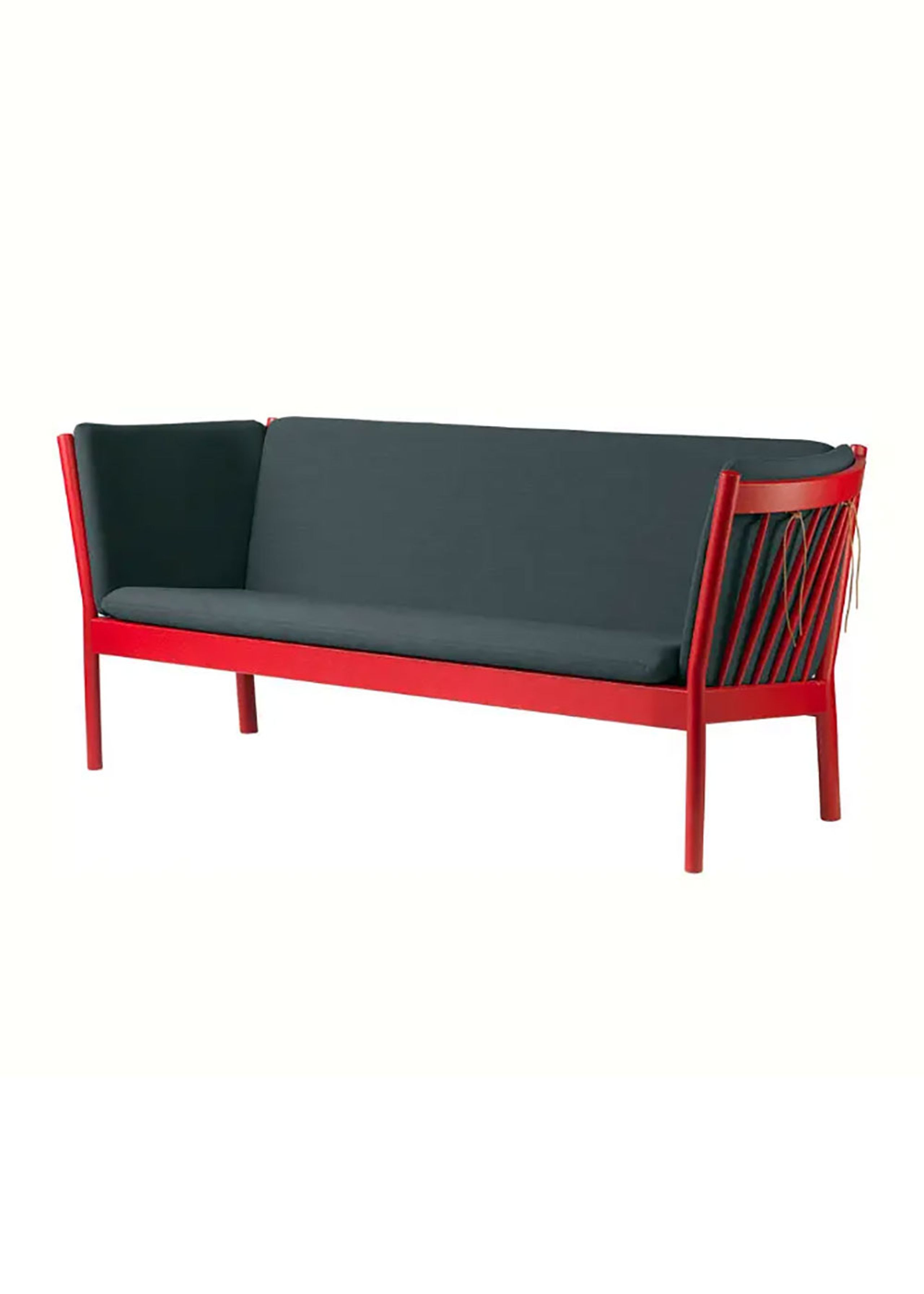 FDB Møbler / Furniture - Sofa - J149 3 pers by Erik Ole Jørgensen - Eg, Ruby Red, Malet / Mørkegrøn
