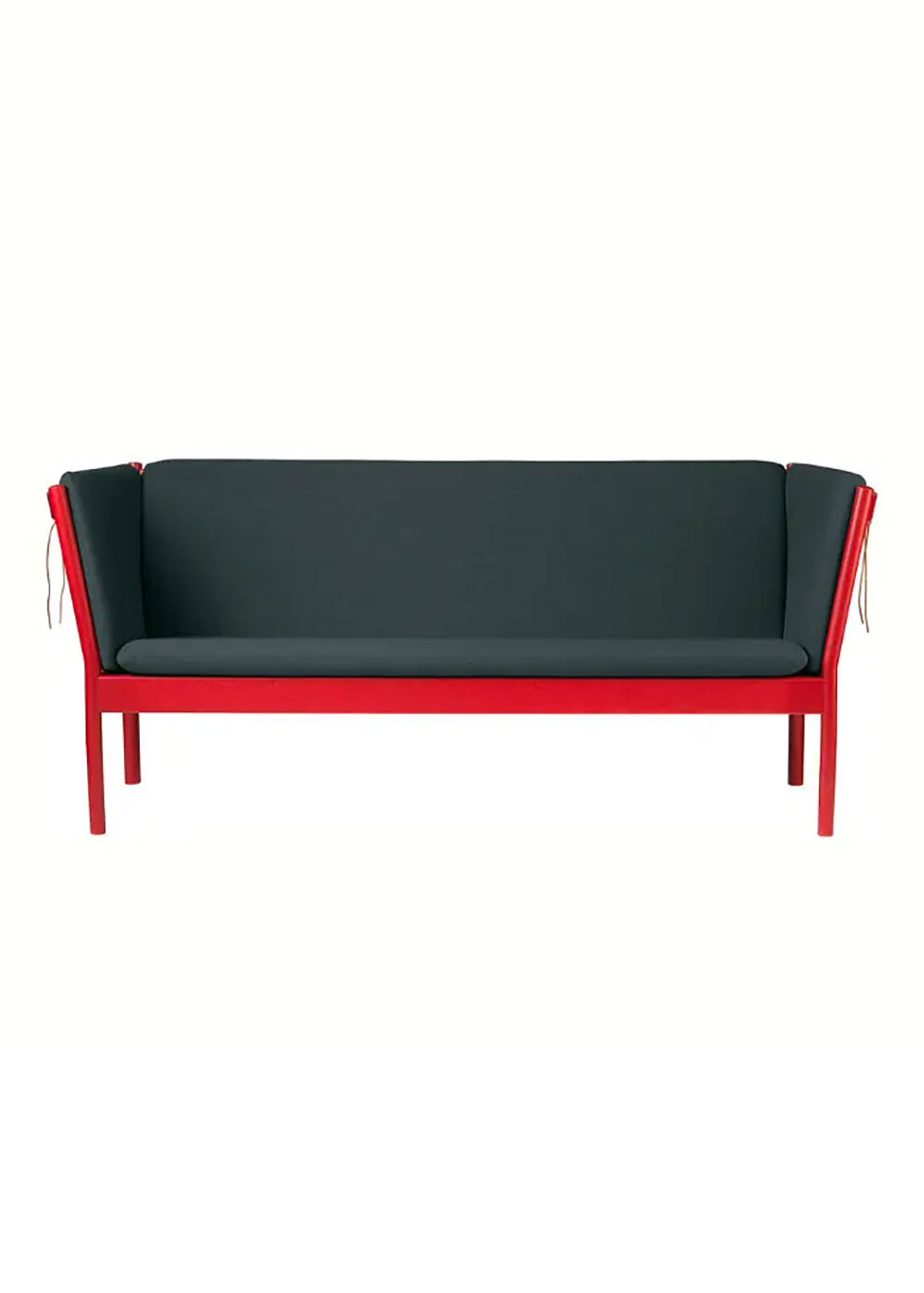 FDB Møbler / Furniture - Sofa - J149 3 pers by Erik Ole Jørgensen - Eg, Ruby Red, Malet / Mørkegrøn