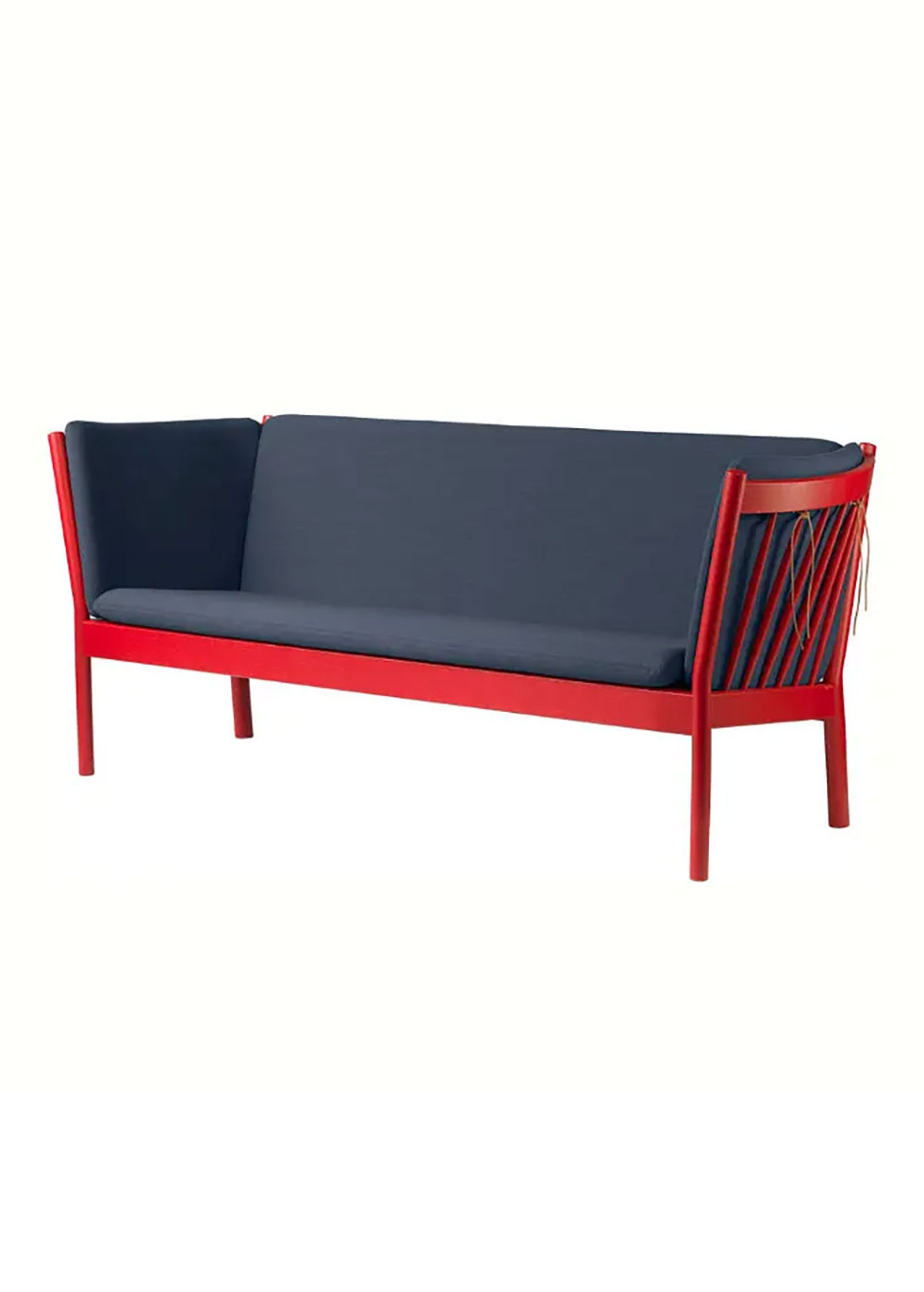 FDB Møbler / Furniture - Sofa - J149 3 pers by Erik Ole Jørgensen - Eg, Ruby Red, Malet / Uld, Mørkeblå