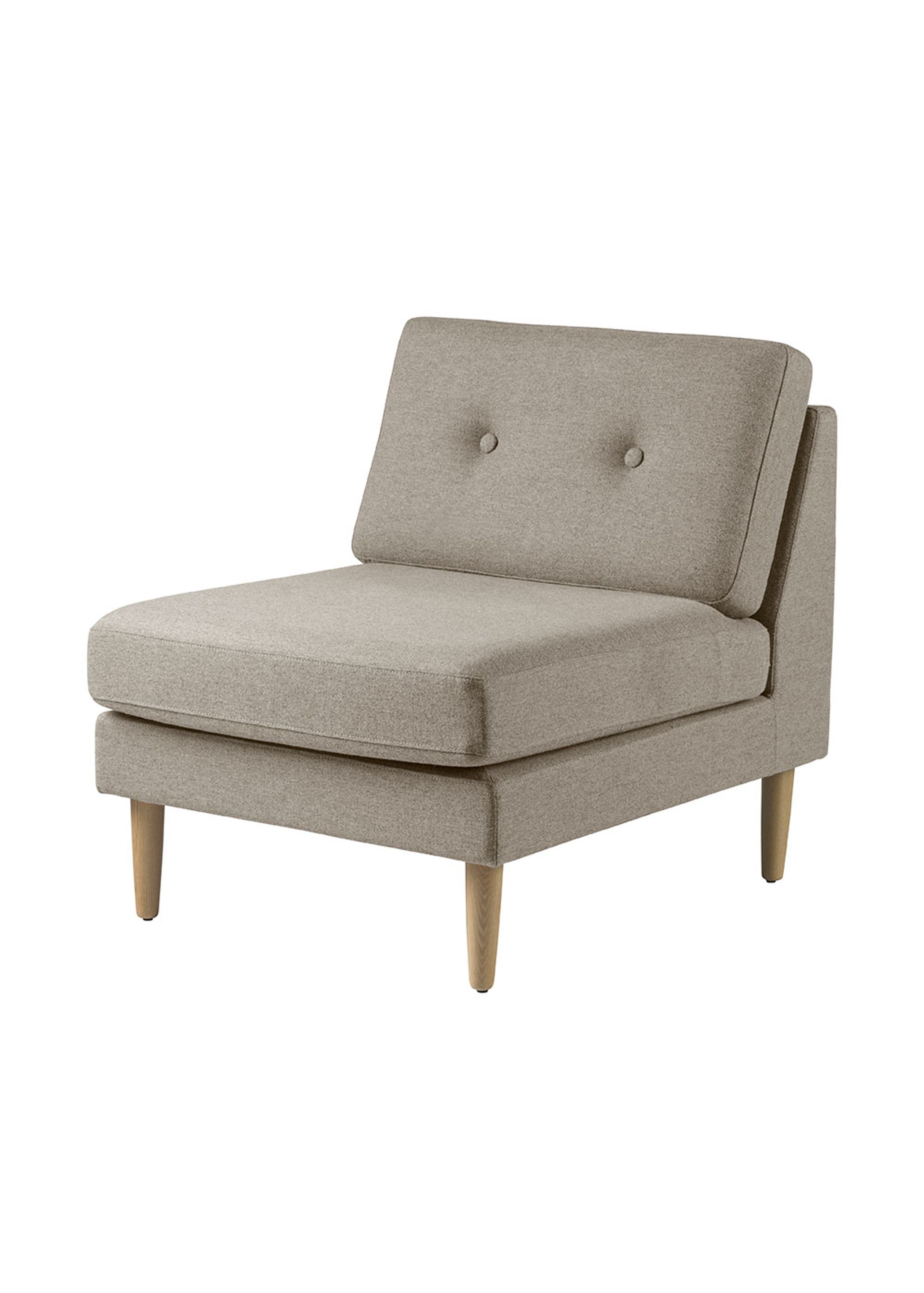 FDB Møbler / Furniture - Couch - L42 - Firhøj, Middle Module - Eg - Beige (Upminster), Main Line Flax
