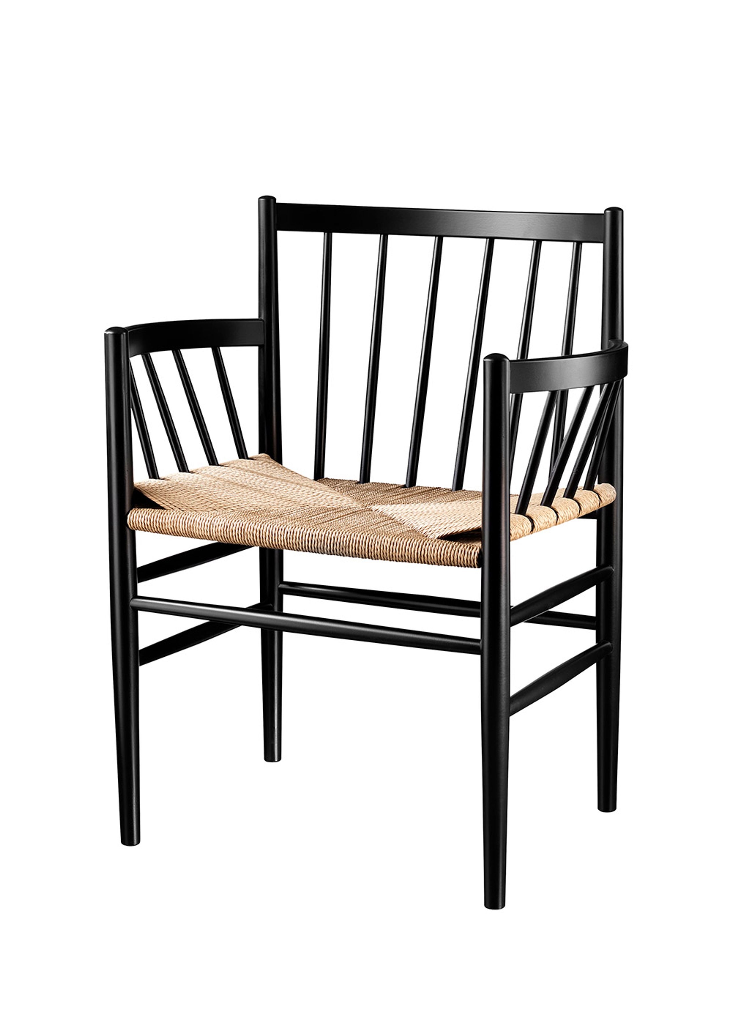 FDB Møbler / Furniture - Stoel - J81 by Jørgen Bækmark - Black Beech/Nature Wicker