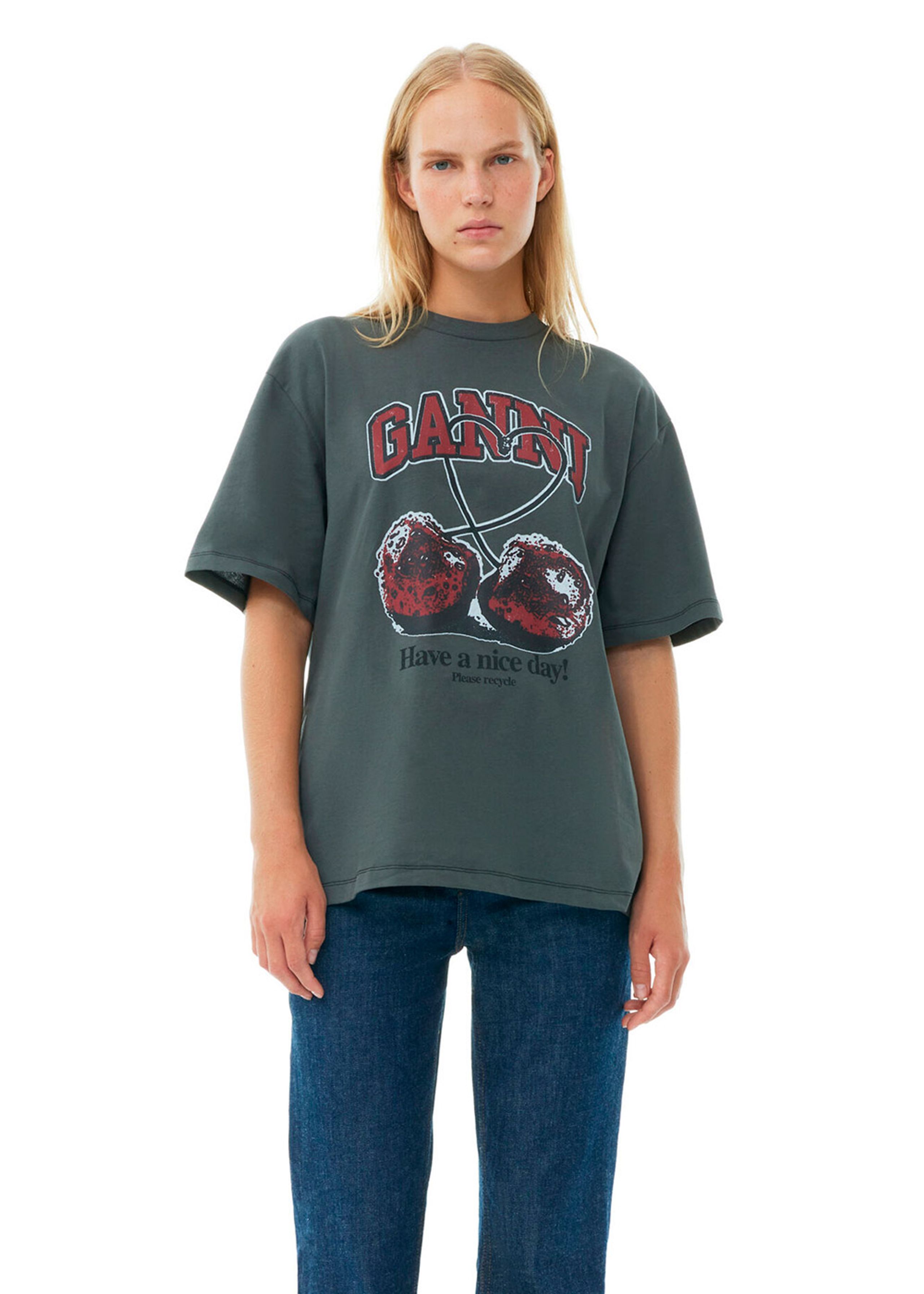 Ganni - T-shirt - Future Heavy Jersey Cherry - Volcanic Ash