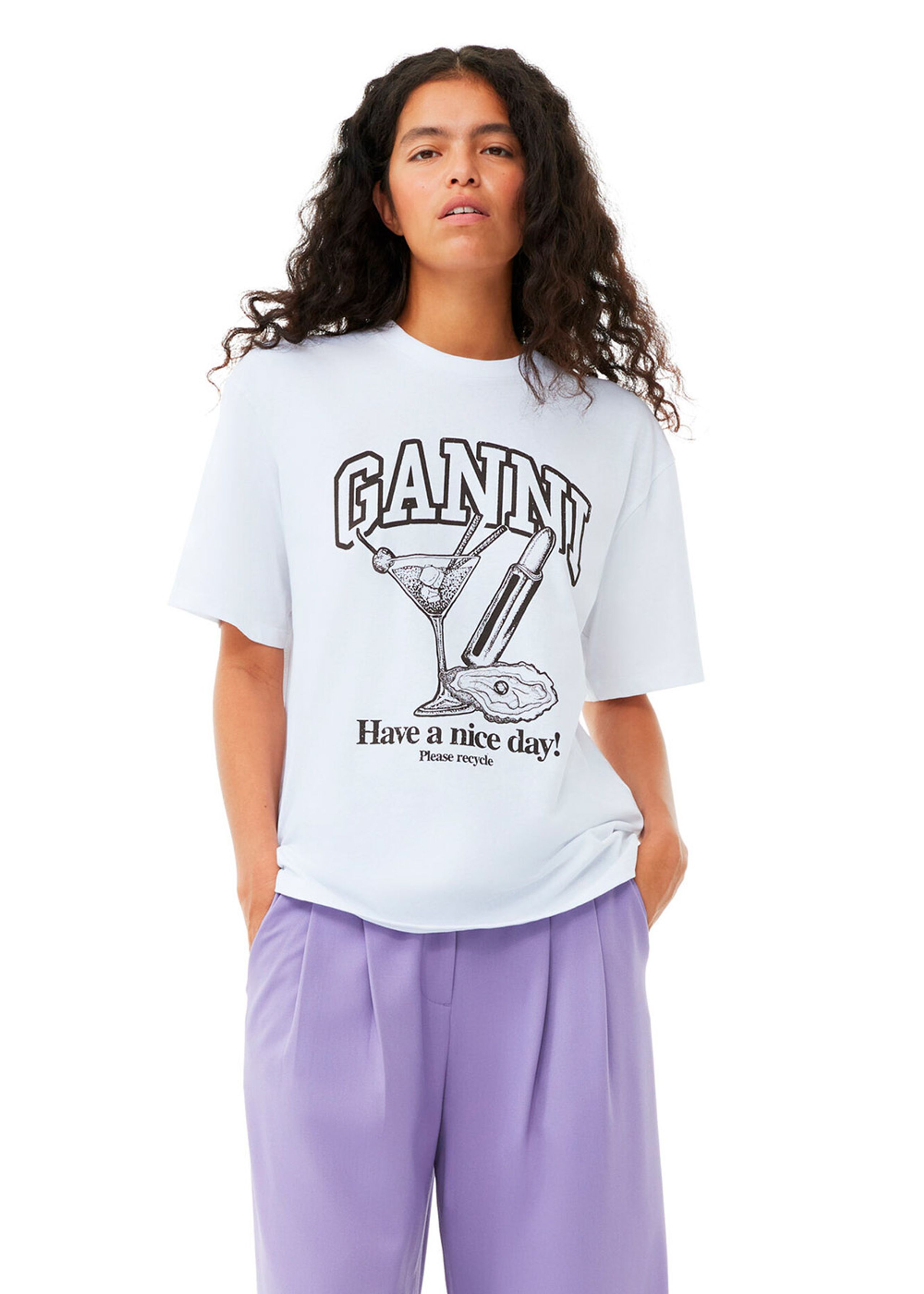 Ganni - T-shirt - Future Heavy Jersey Cocktail - Bright White