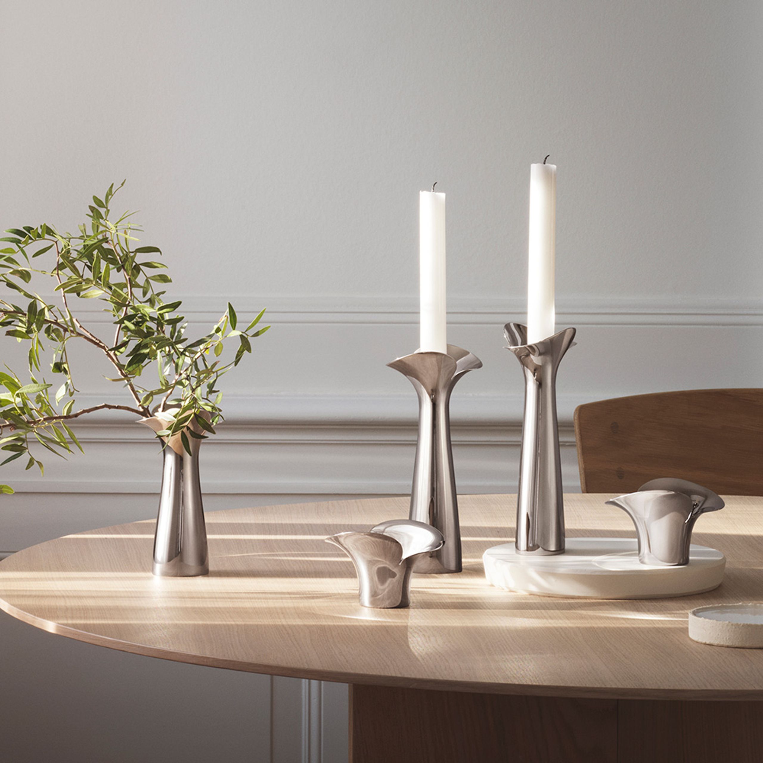 Georg Jensen - Suporte de velas - Bloom Botanica Tea Light - Stainless Steel - Set of 2