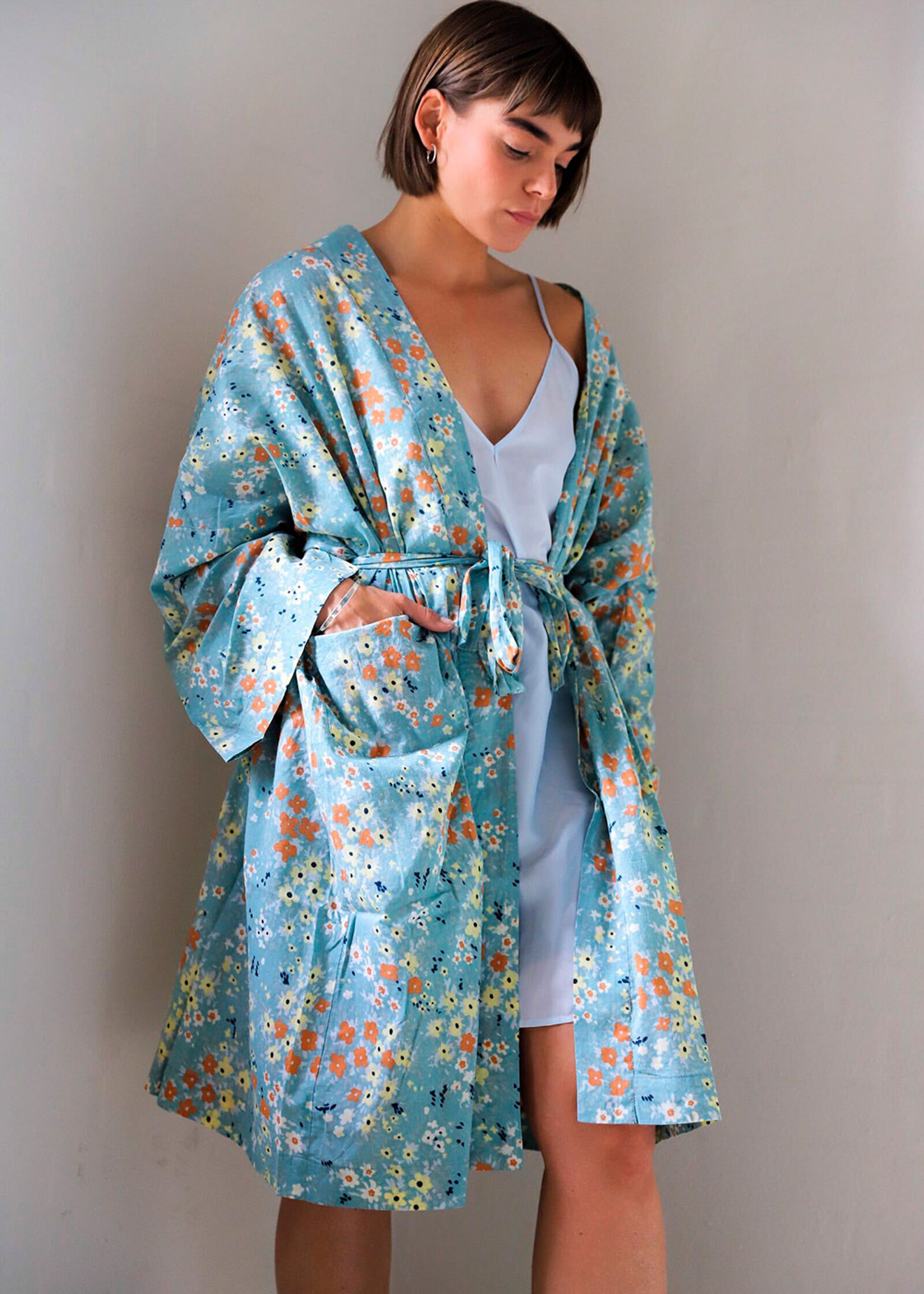 HABIBA - Kimono - Flower Field - Pastel Blue