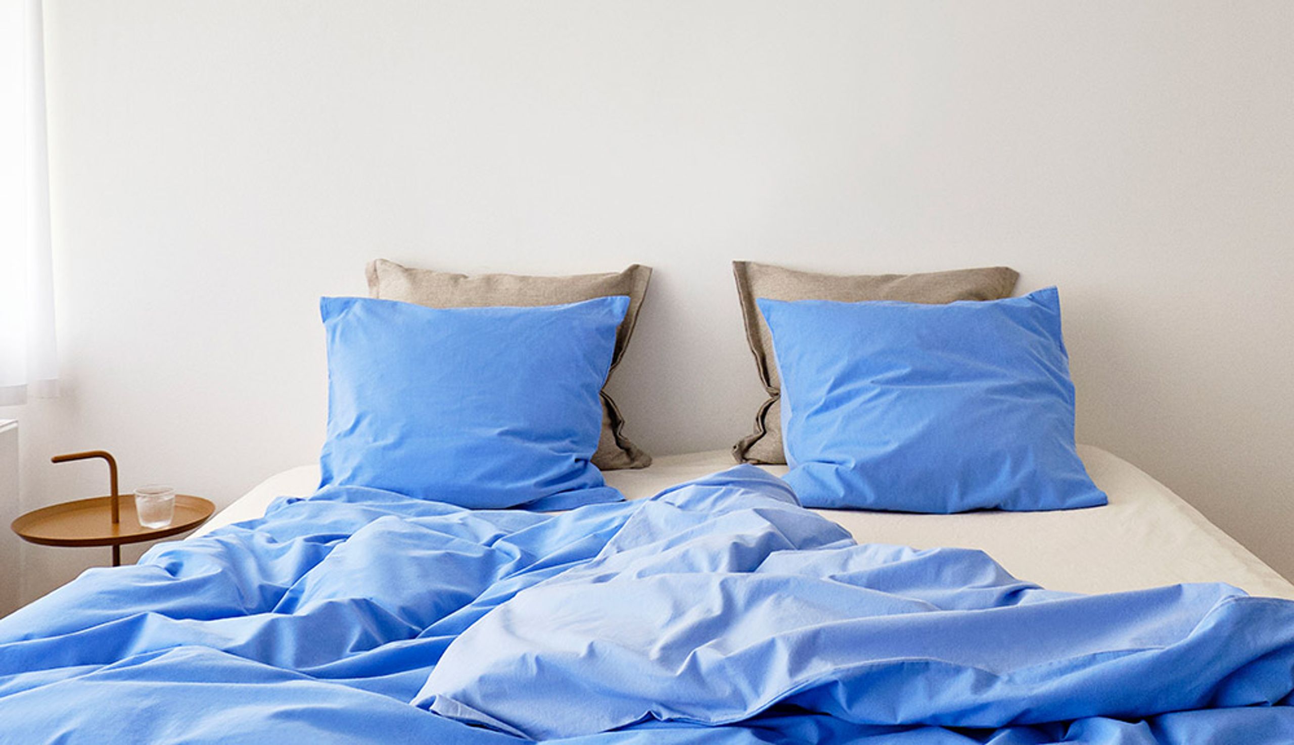 Ensemble housse de couette et taie d'oreiller pour le lit 135x200 cm bleu  et blanc à pois Vida XL - Habitium®