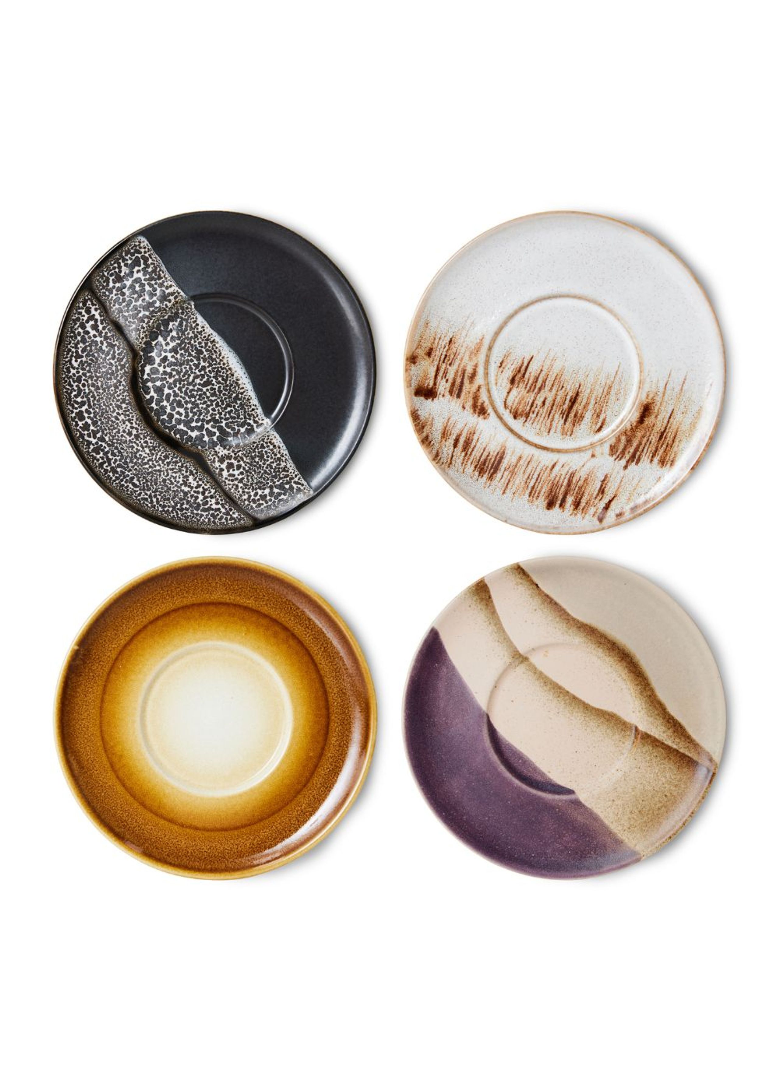 HKLiving - Untertasse - 70's Ceramics Saucers - Big Sur (Set Of 4) - Multicolour