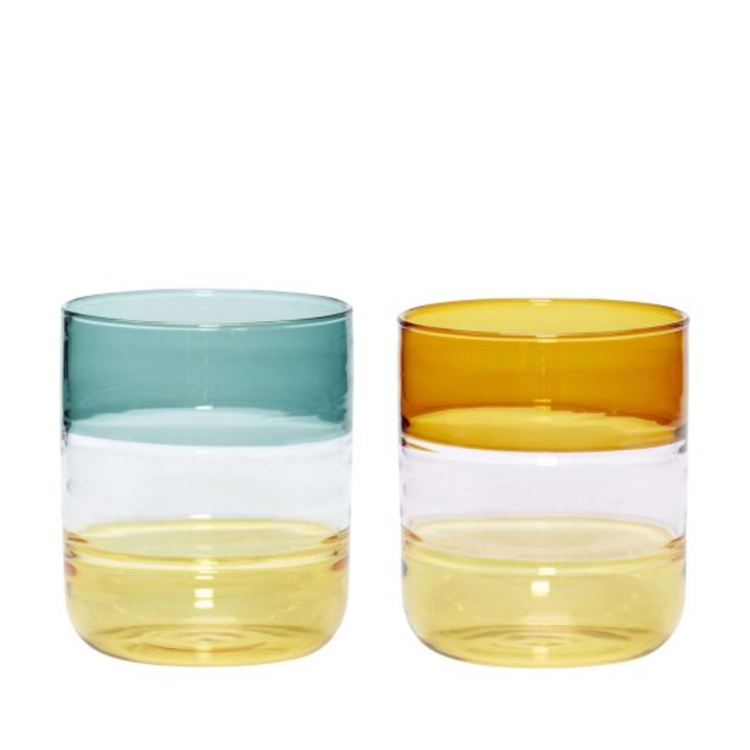 Hübsch - Glas - Lemonade Glasses - Amber/Petrol