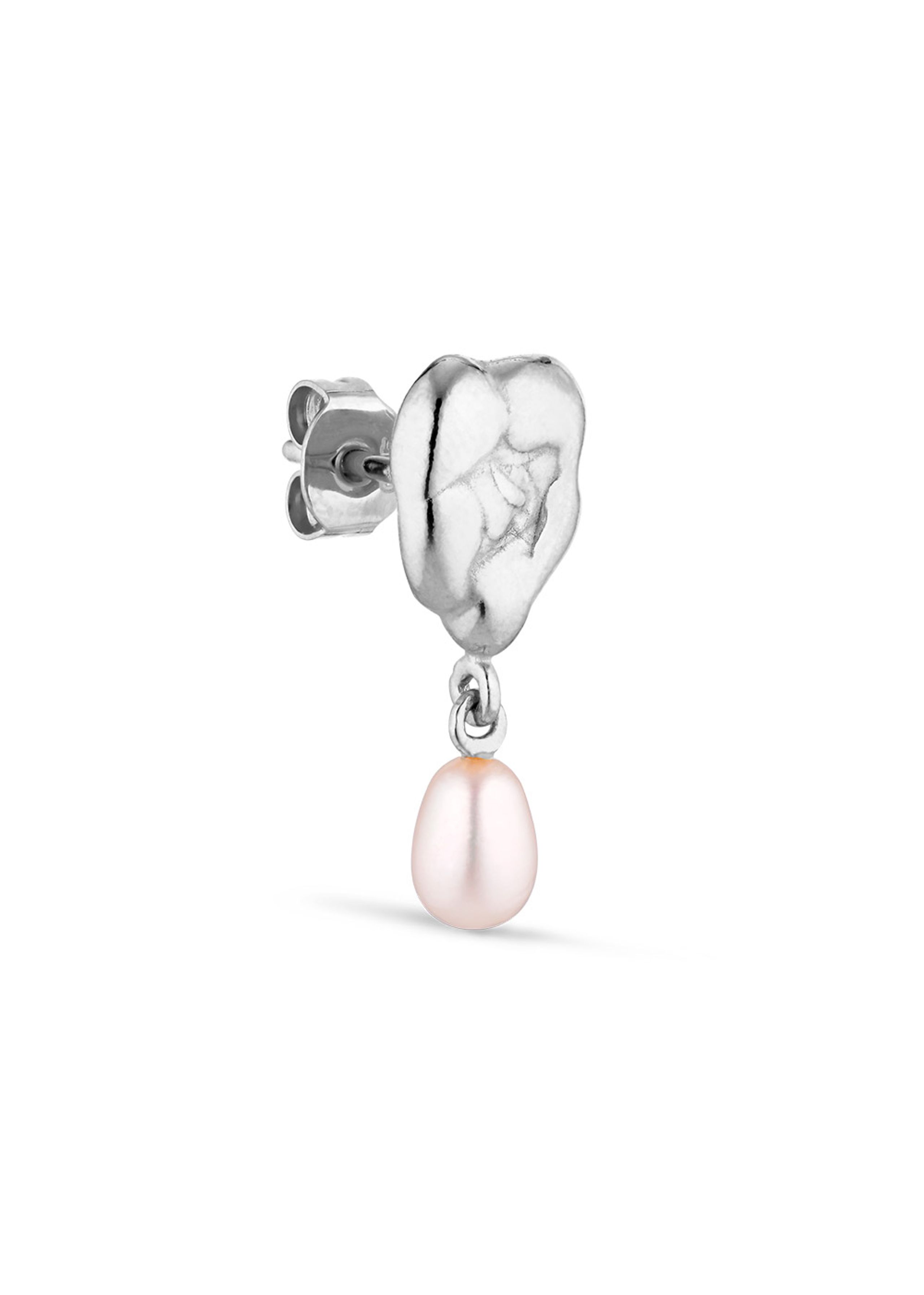 Jane Kønig - Boucle d'oreille - Drippy Earstud with Pearl Pendant - Silver