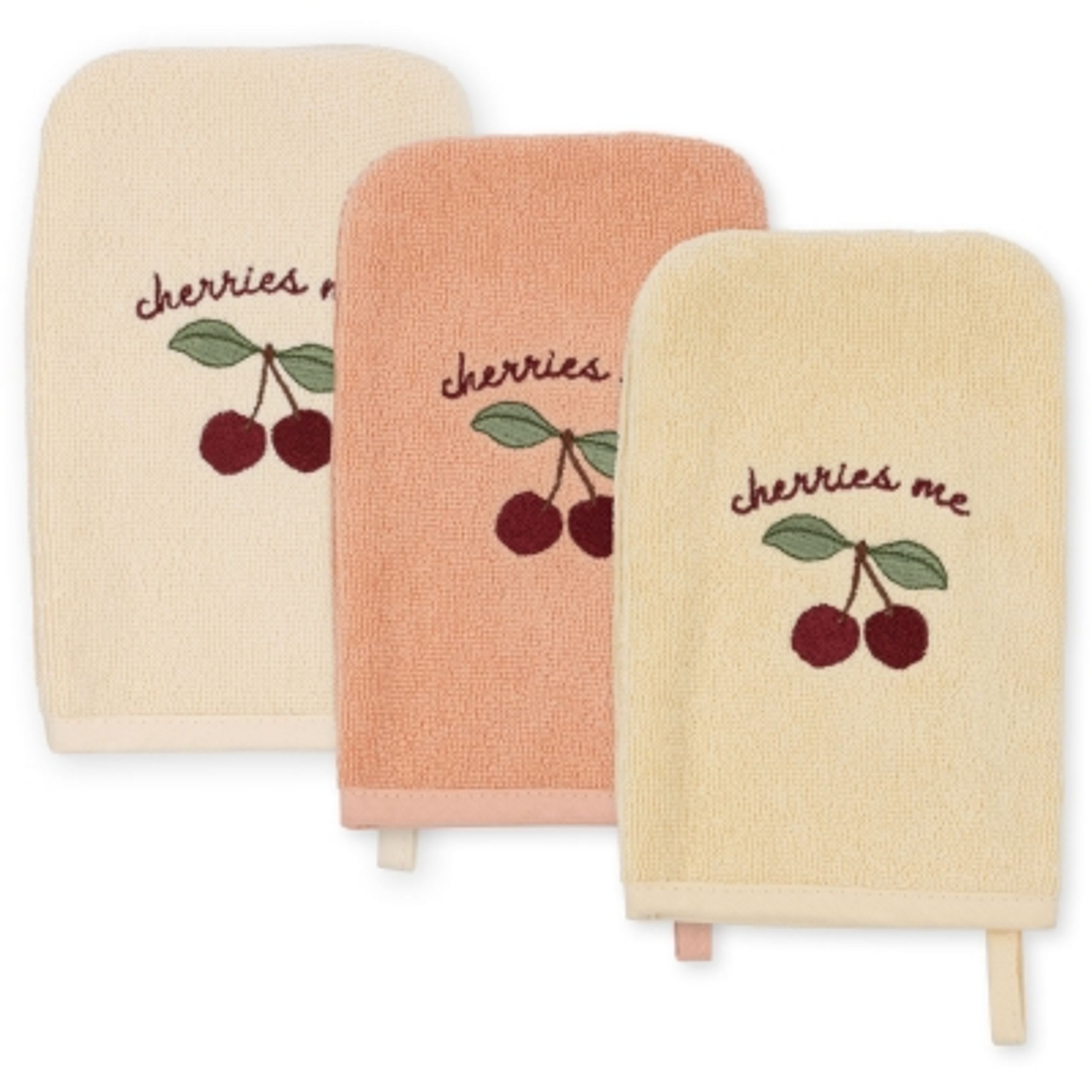Konges Sløjd -  - 3 Pack - Washcloth Embroidery - Cherry