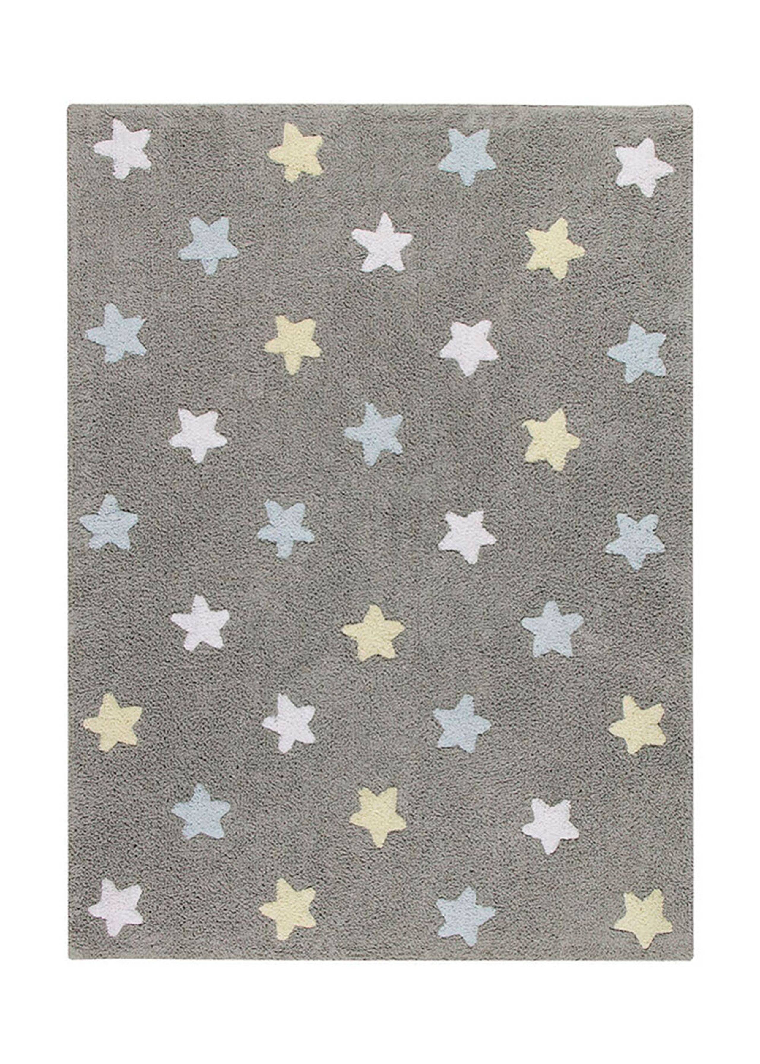 Lorena Canals - Kinderteppich - Washable Rug Tricolor Stars - Grey / Blue