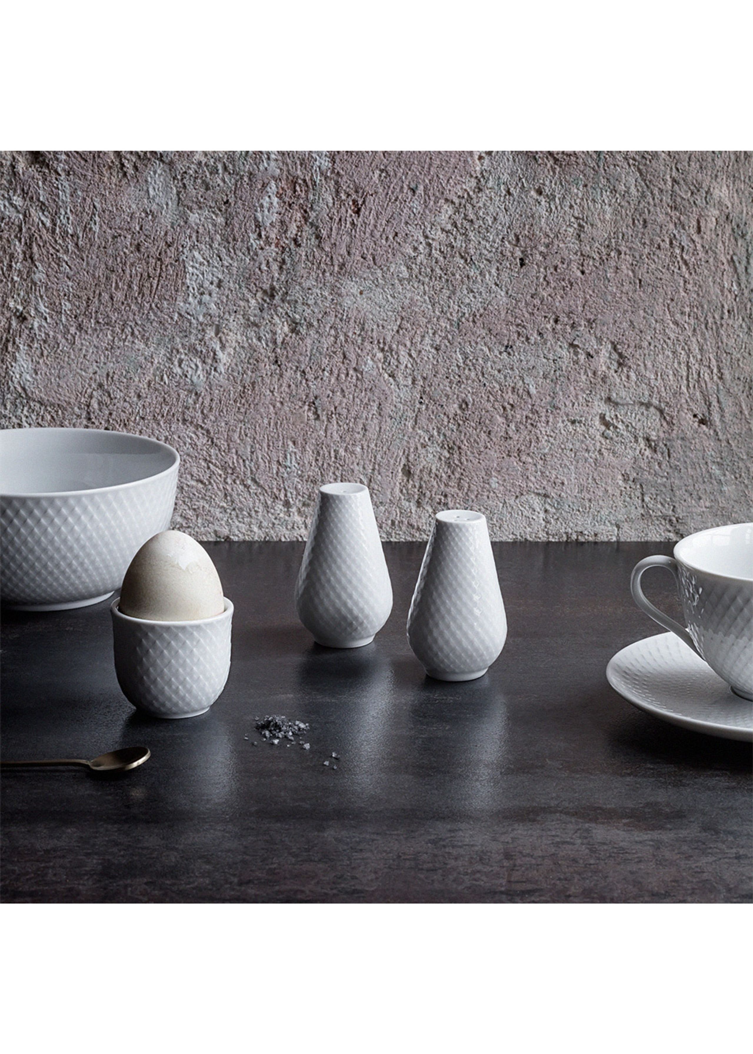 Lyngby Porcelain - Sal - Rhombe Salt & Pepper set - White