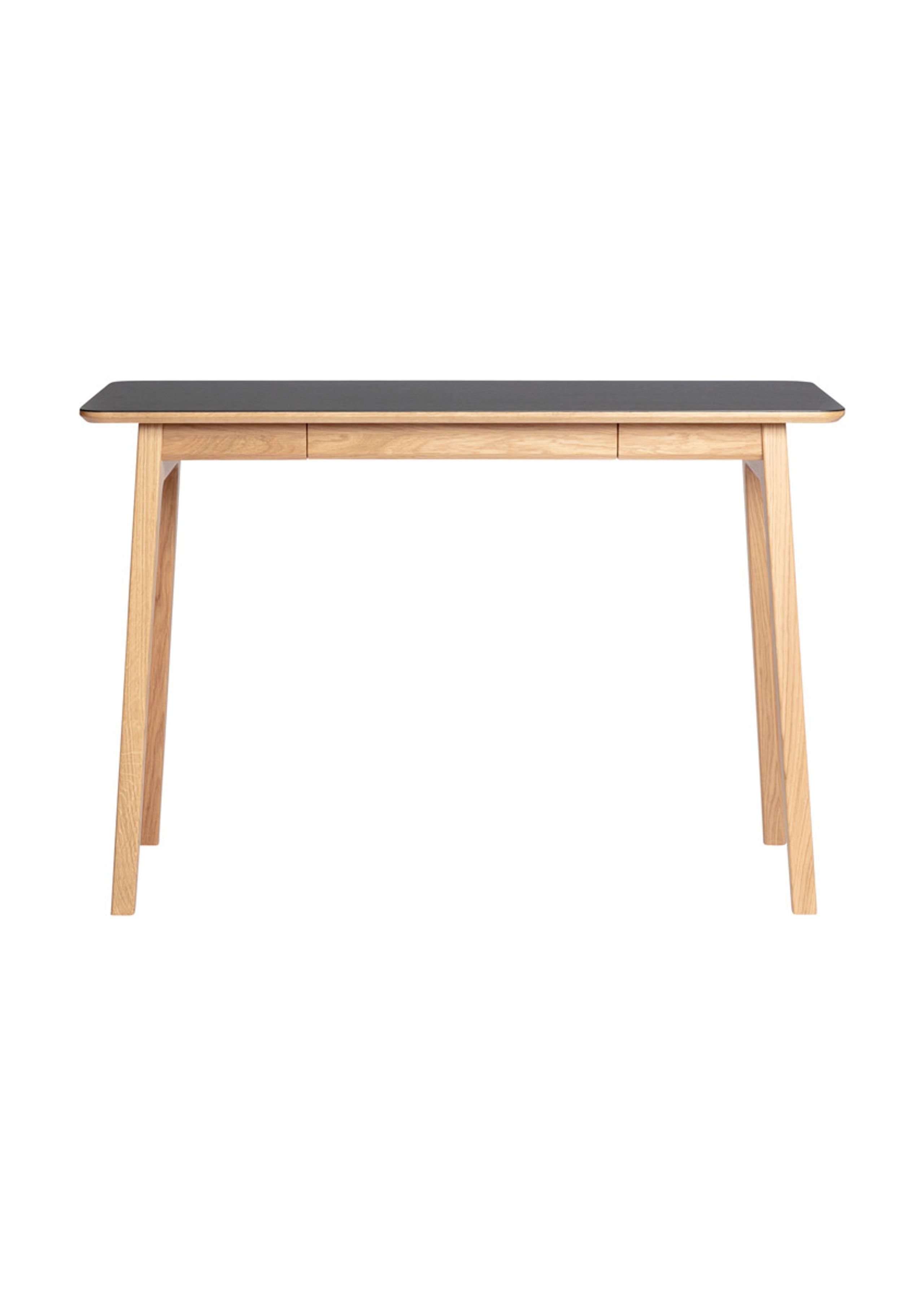 Magnus Olesen - Schreibtisch - Freya Desk - Frame: Lacquered oak / Tabletop: Black linoleum 4023 w/lacquered oak edge