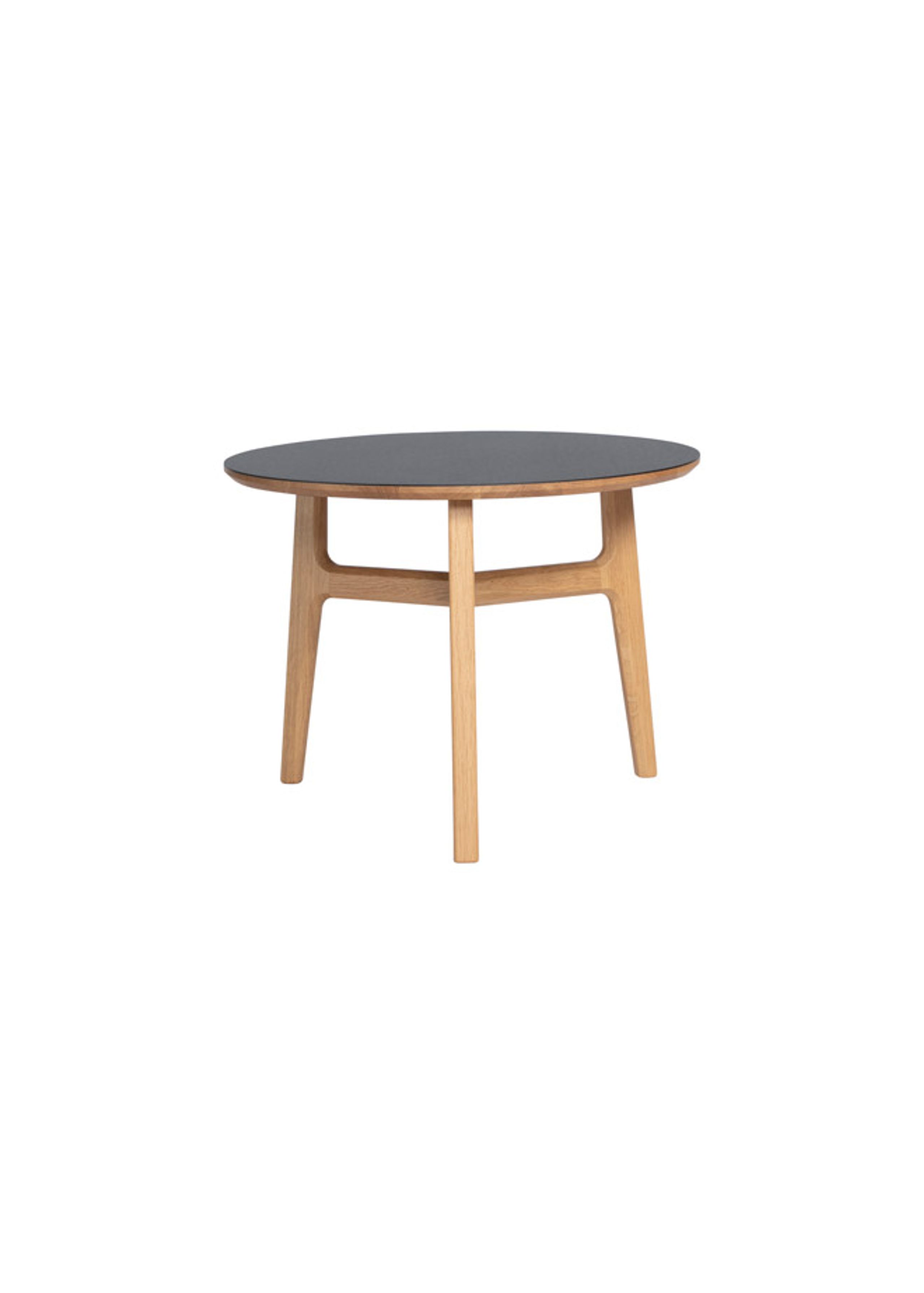 Magnus Olesen - Couchtisch - Freya Coffee Table - Frame: Lacquered oak / Tabletop: Black linoleum w/oak edge - Ø60