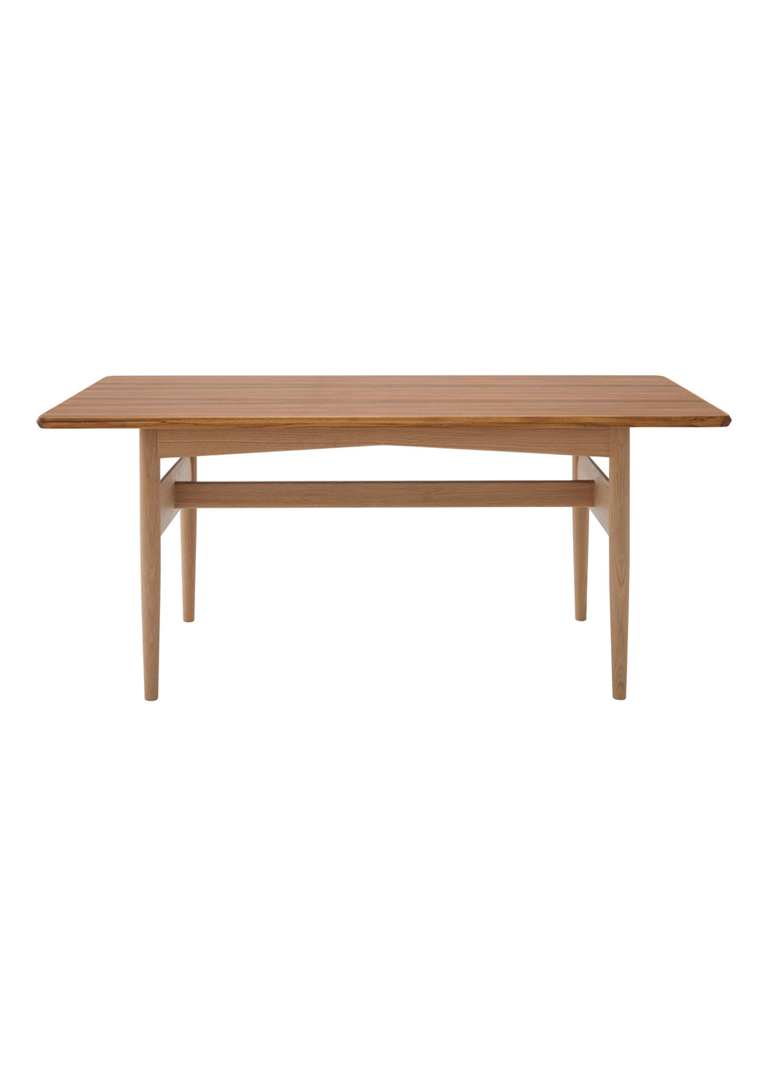 Magnus Olesen - Sofabord - Model 107 Coffee Table - Frame: White oiled oak / Table top: Oiled teak veneer w/solid teak edge