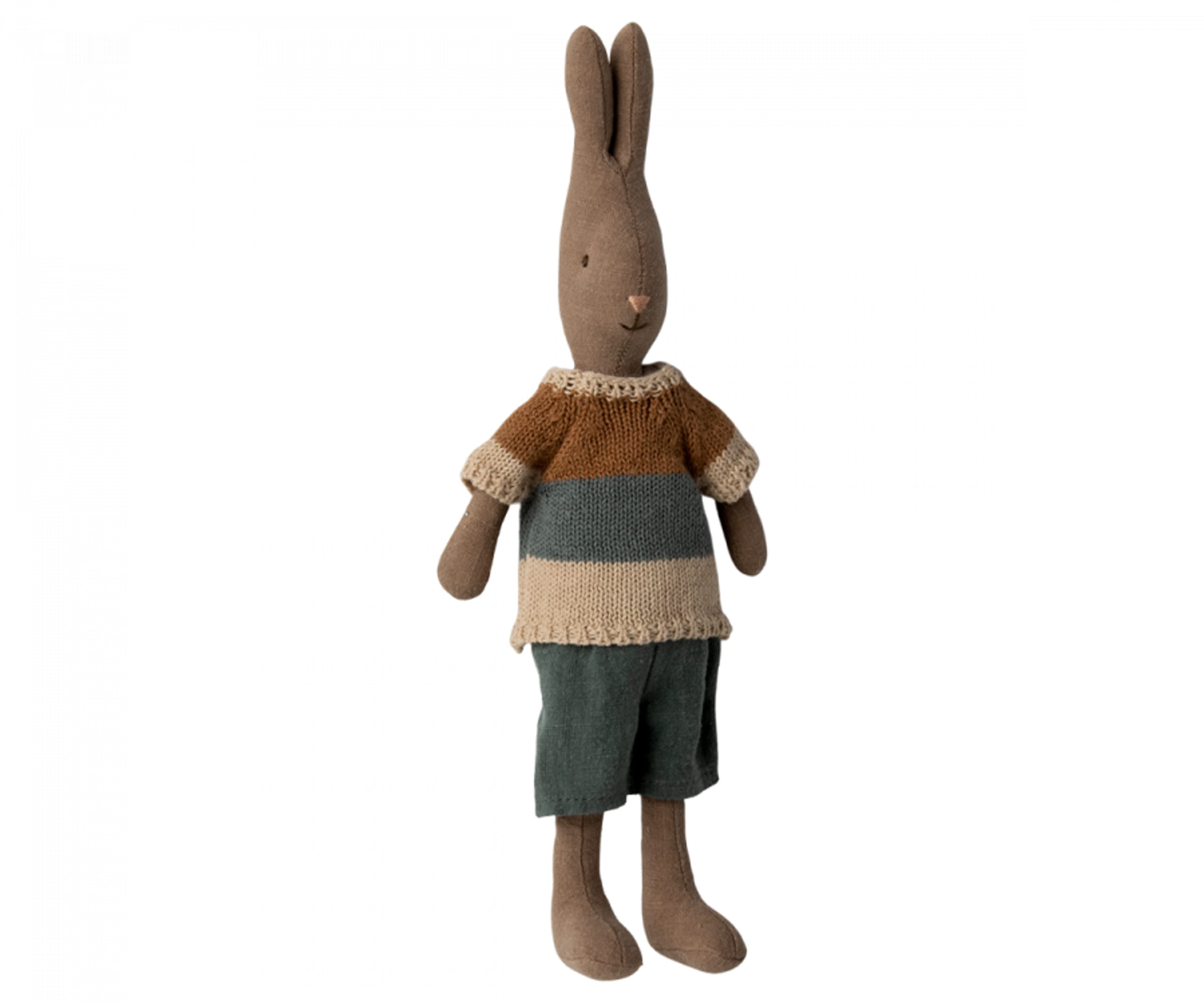 Maileg - Stuffed Animal - Rabbit size 2, Brown - Shirt and shorts - Brown