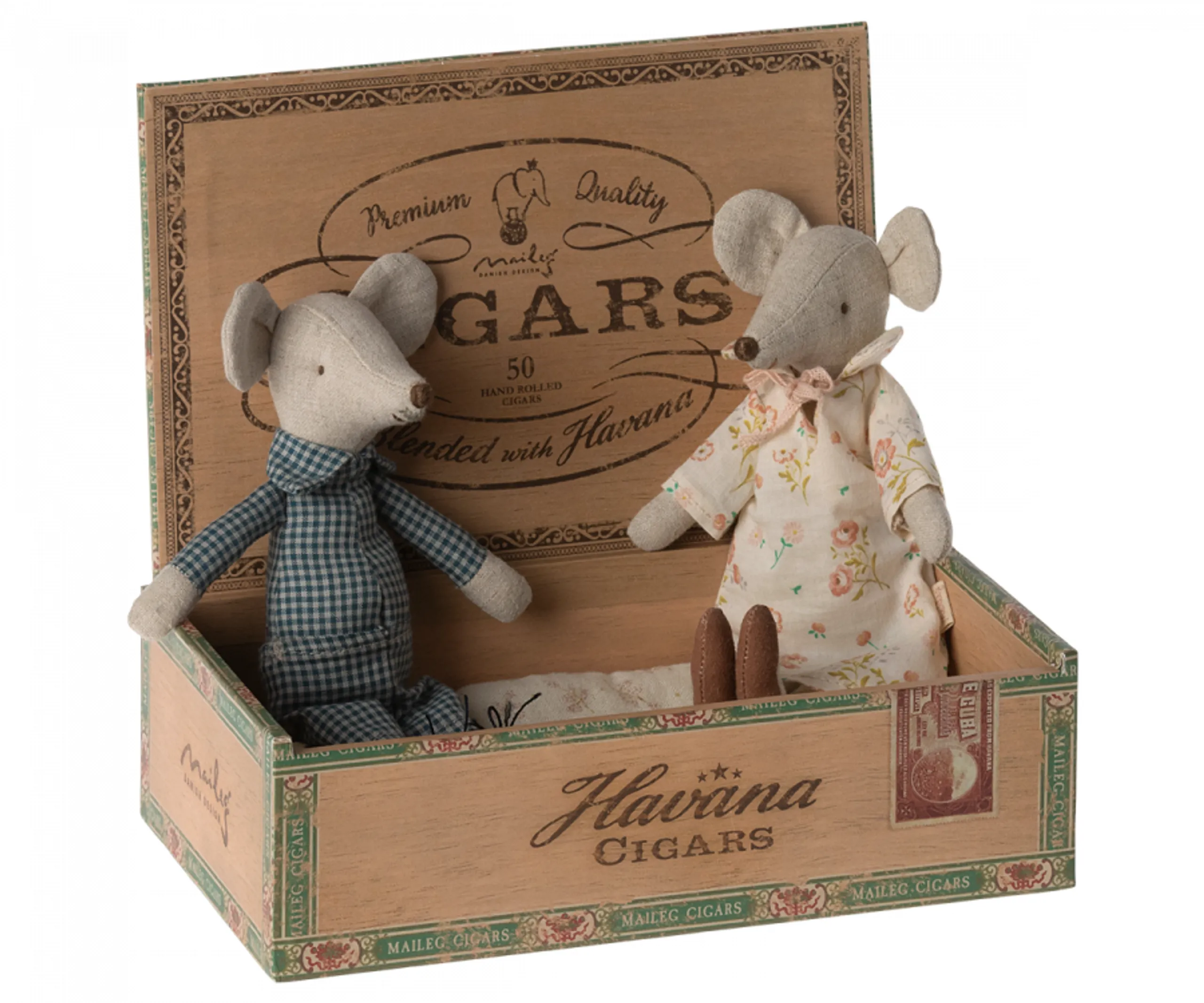 Maileg - Brinquedos - Grandma and Grandpa mice in cigarbox - Cigarbox