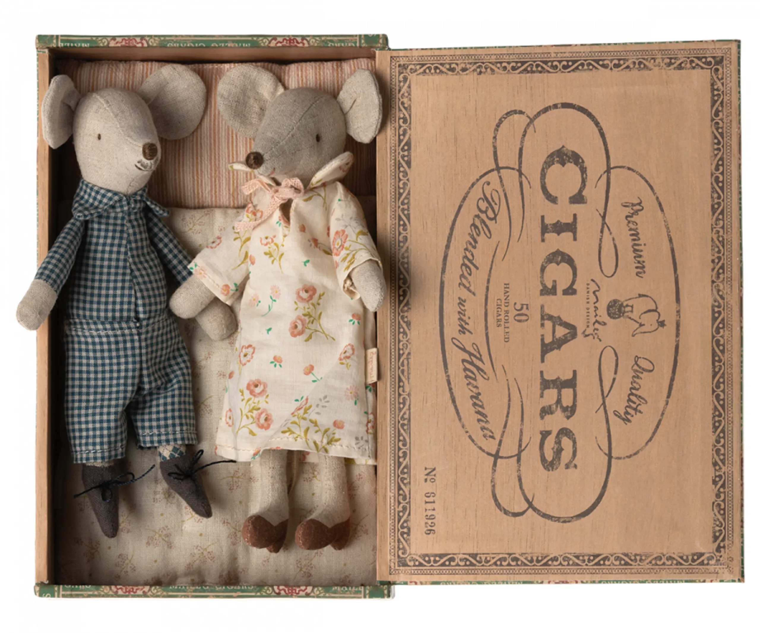Maileg - Brinquedos - Grandma and Grandpa mice in cigarbox - Cigarbox