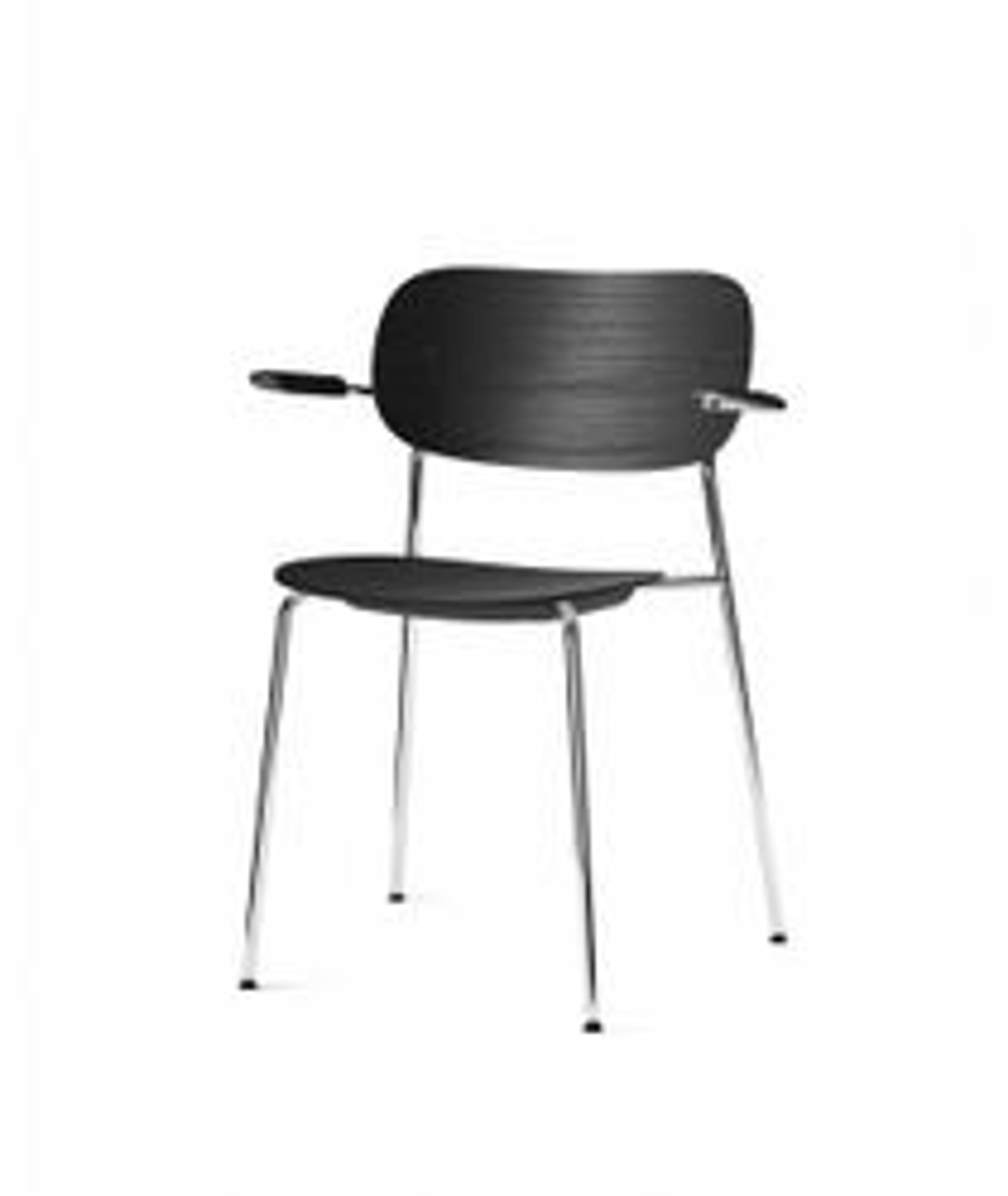 MENU - Cadeira - Co Chair w. Armrest / Chrome Base - Solid Black Oak