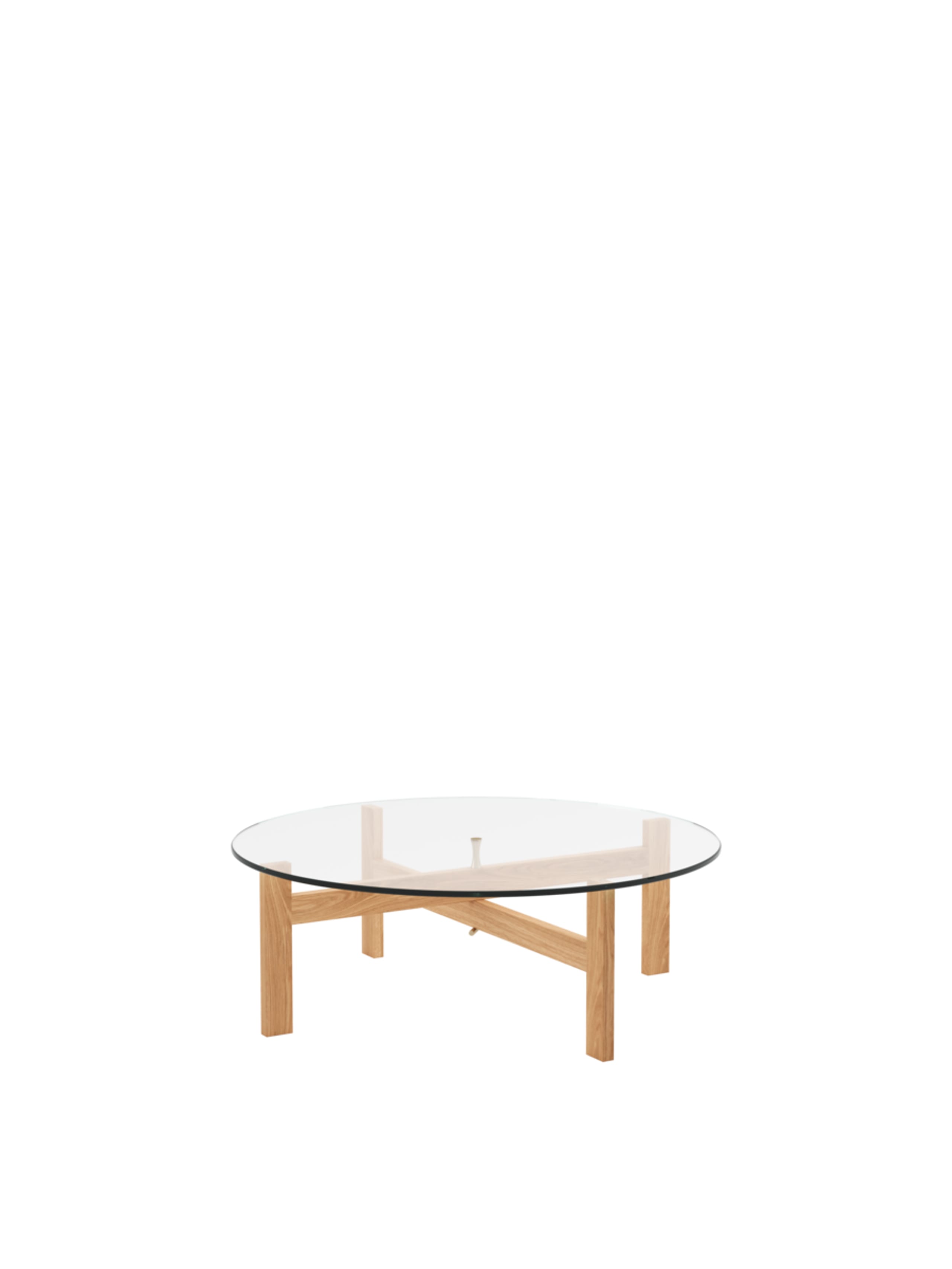 MOEBE - Mesa de centro - Round Glass Coffee Table - Oak, Glass