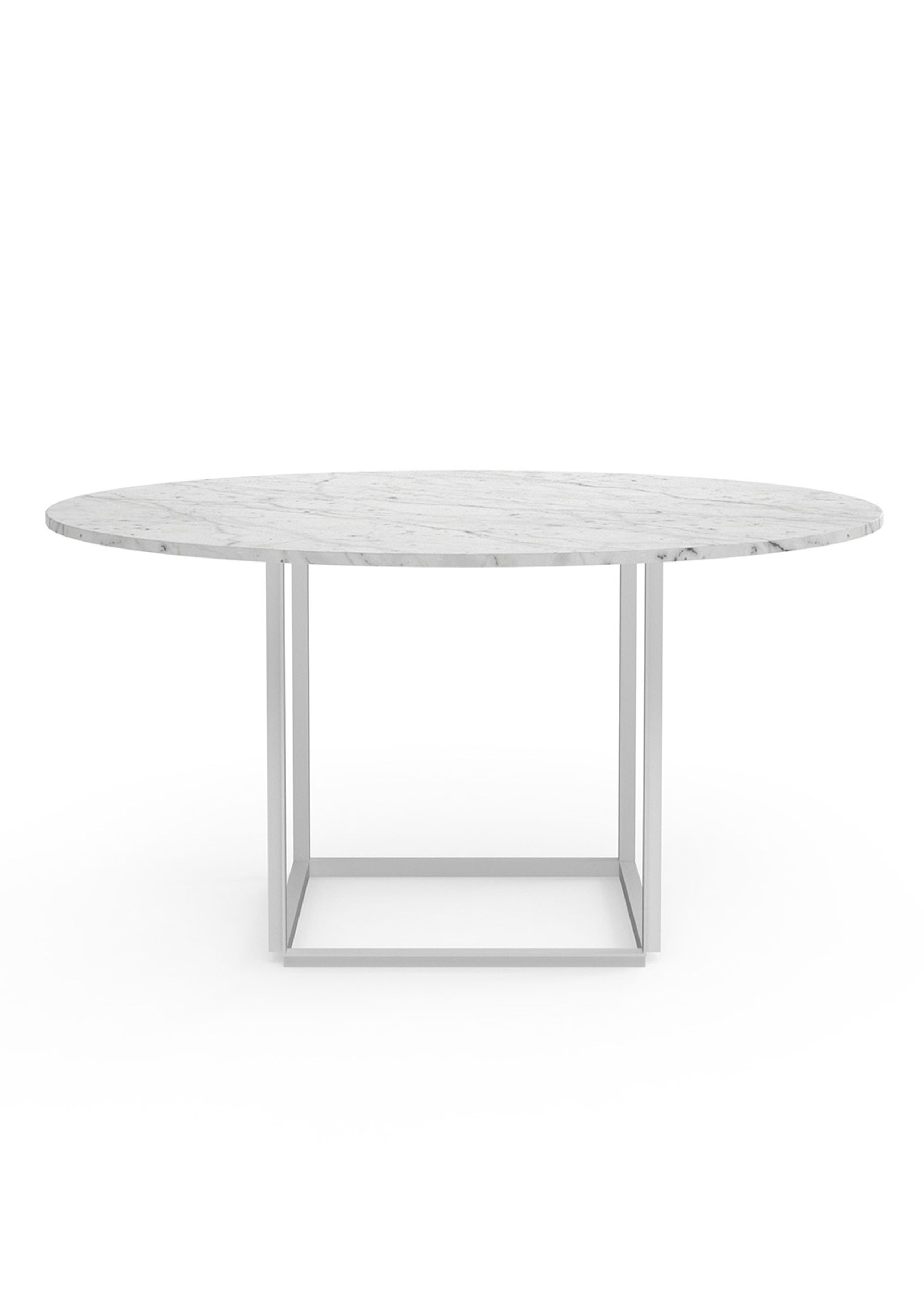 New Works - Spisebord - Florence Dining Table Ø145 - White Carrera Marble w. White Frame