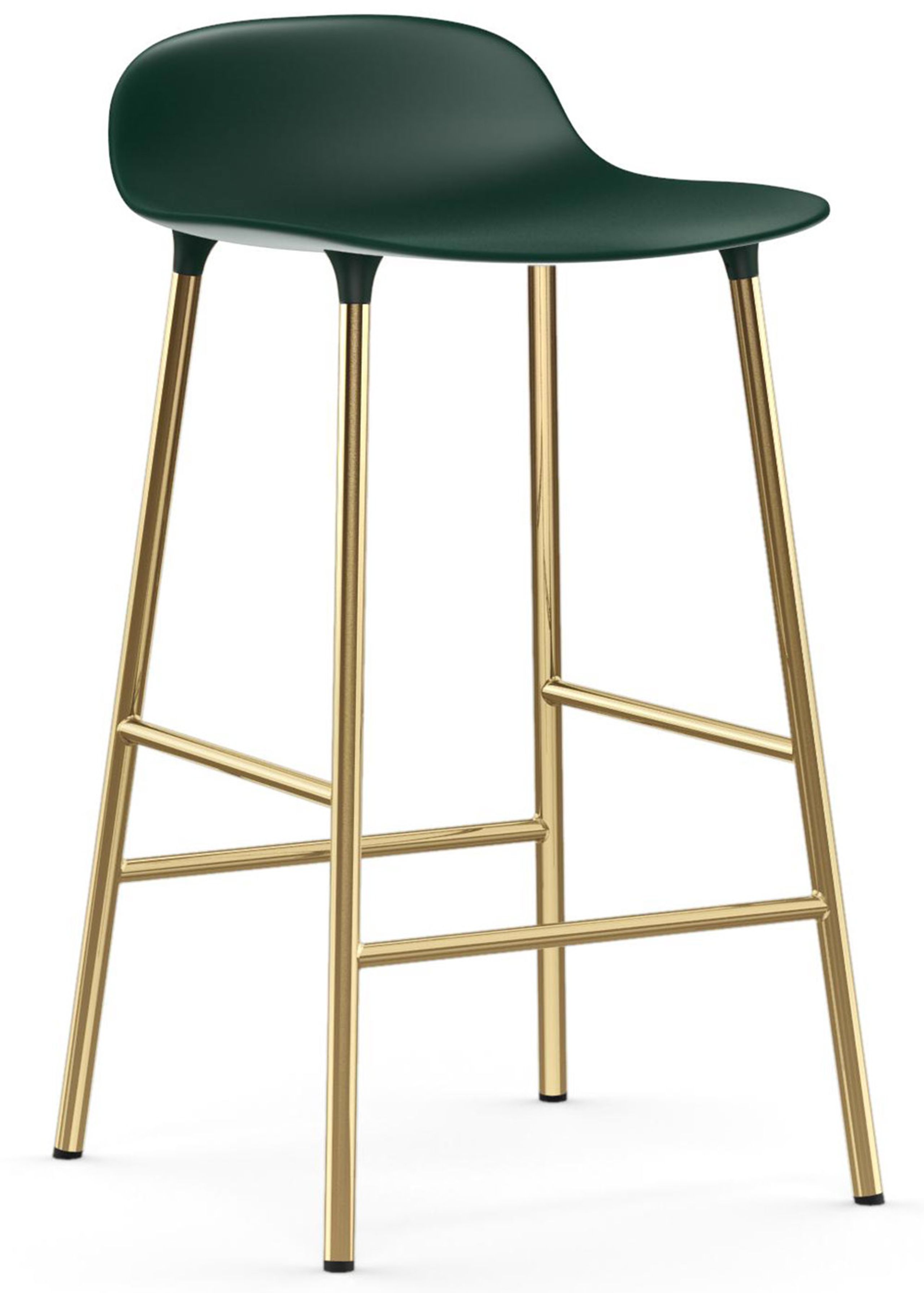 Normann Copenhagen - Tabouret de bar - Form Barstool - 65 cm - Steel, Chrome & Brass - Green / Brass