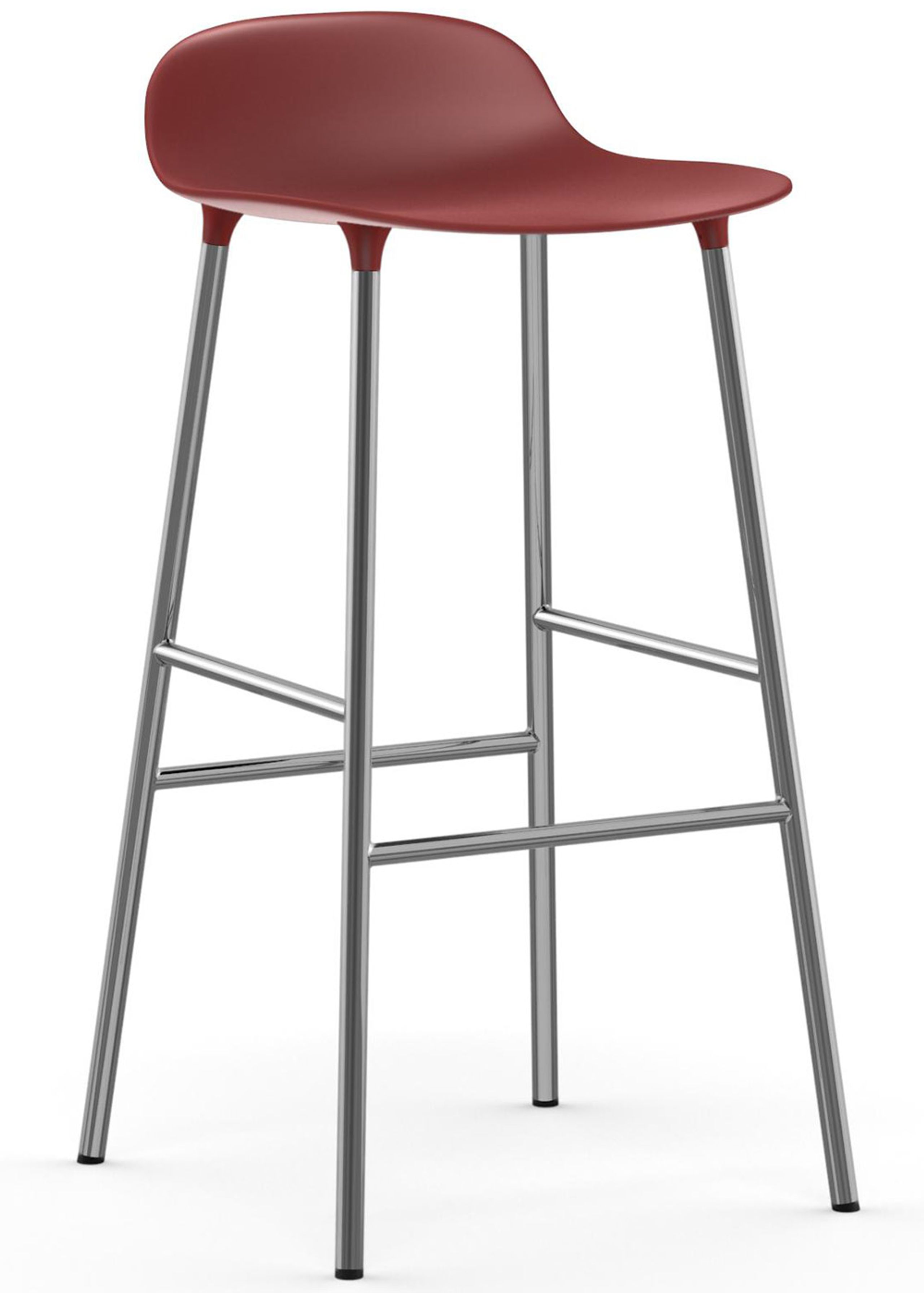 Normann Copenhagen - Tabouret de bar - Form Barstool - 75 cm - Steel, Chrome & Brass - Chrome / Red