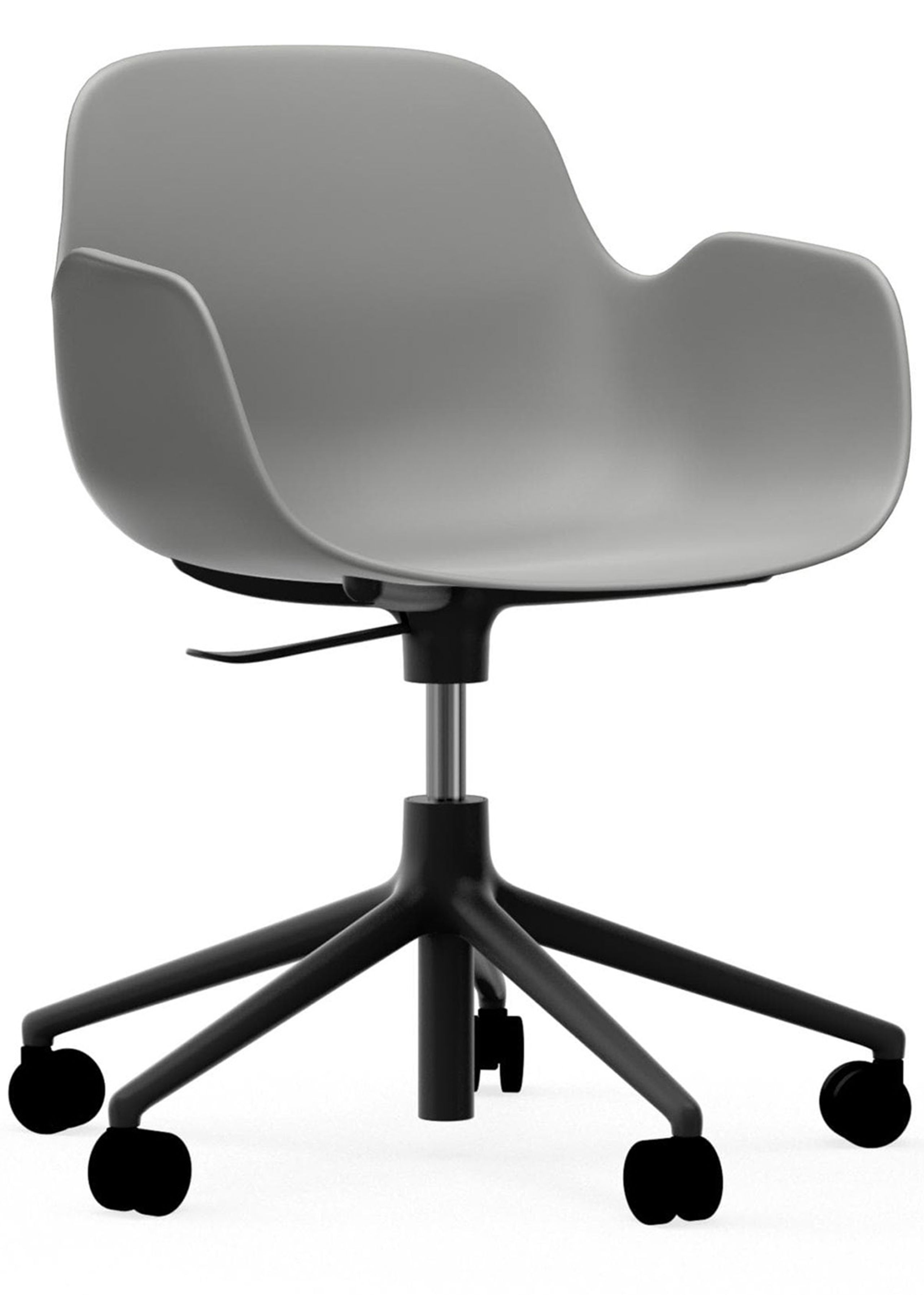 Normann Copenhagen - Fauteuil - Form Armchair - Swivel 5W Gaslift - Frame: Black Aluminium / Seat: Grey