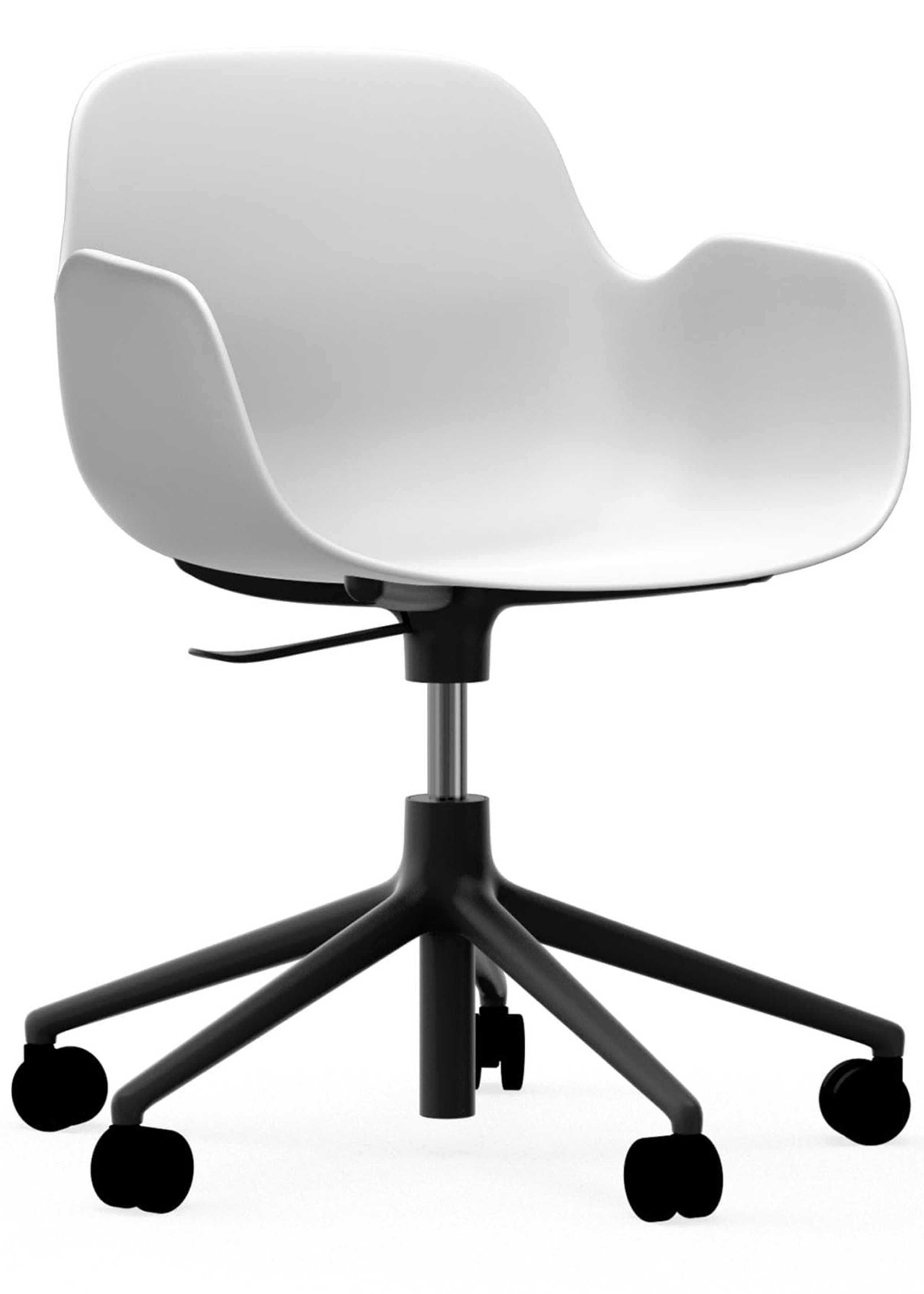 Normann Copenhagen - Poltrona - Form Armchair - Swivel 5W Gaslift - Frame: Black Aluminium / Seat: White