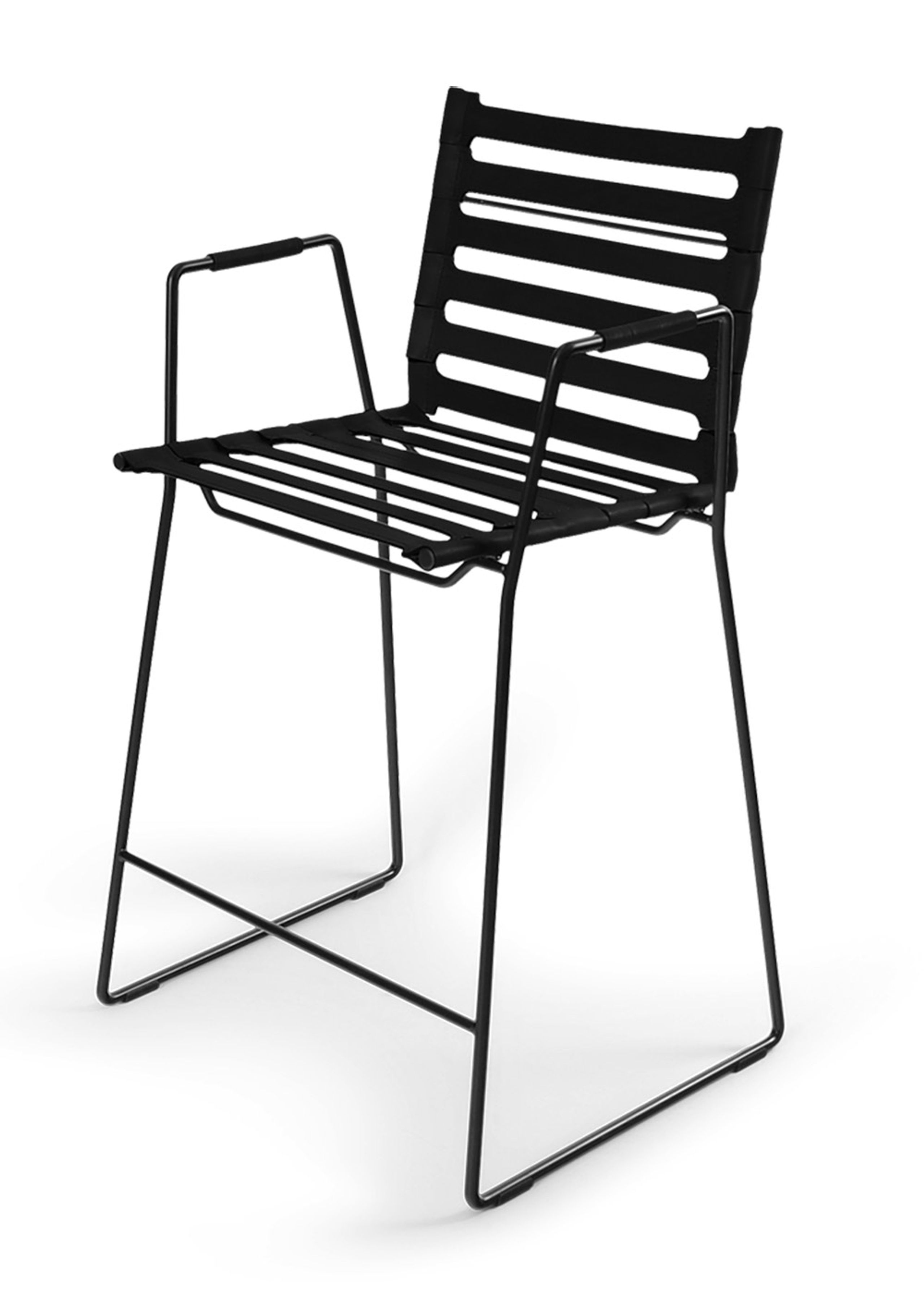 OX DENMARQ - Tabouret de bar - STRAP Bar Chair - Black Leather / Black Steel