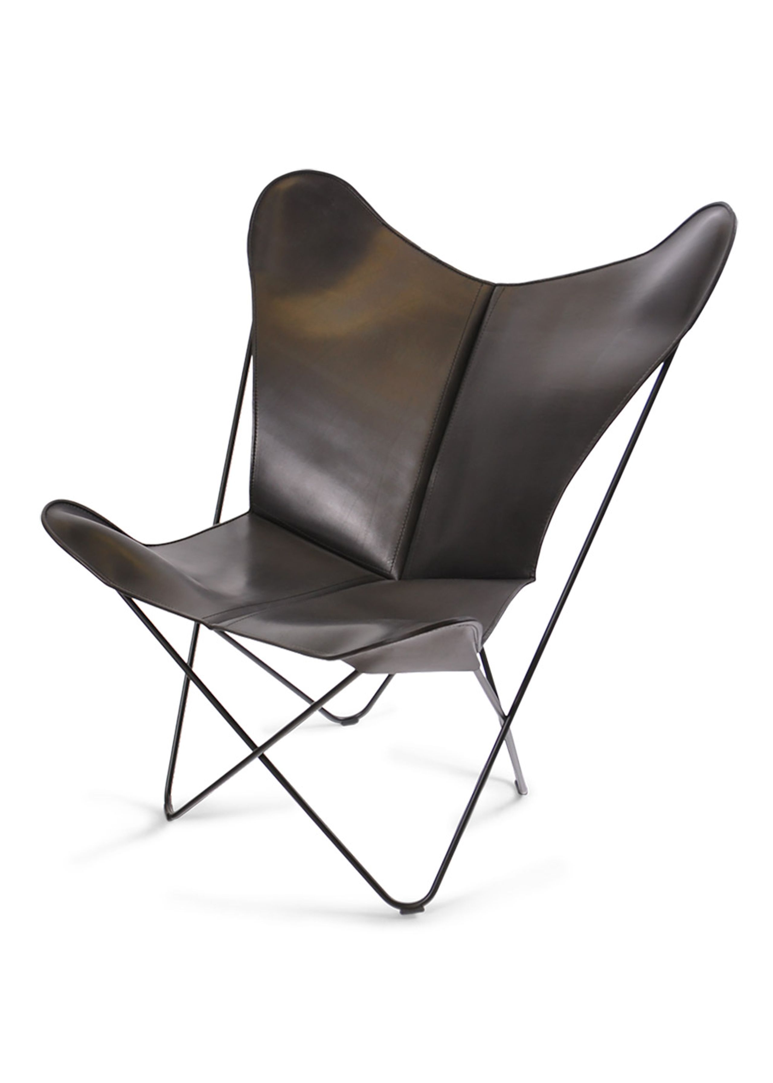 Ox Denmarq Stitch Lounge Chair, Mocca Leather / Black Steel